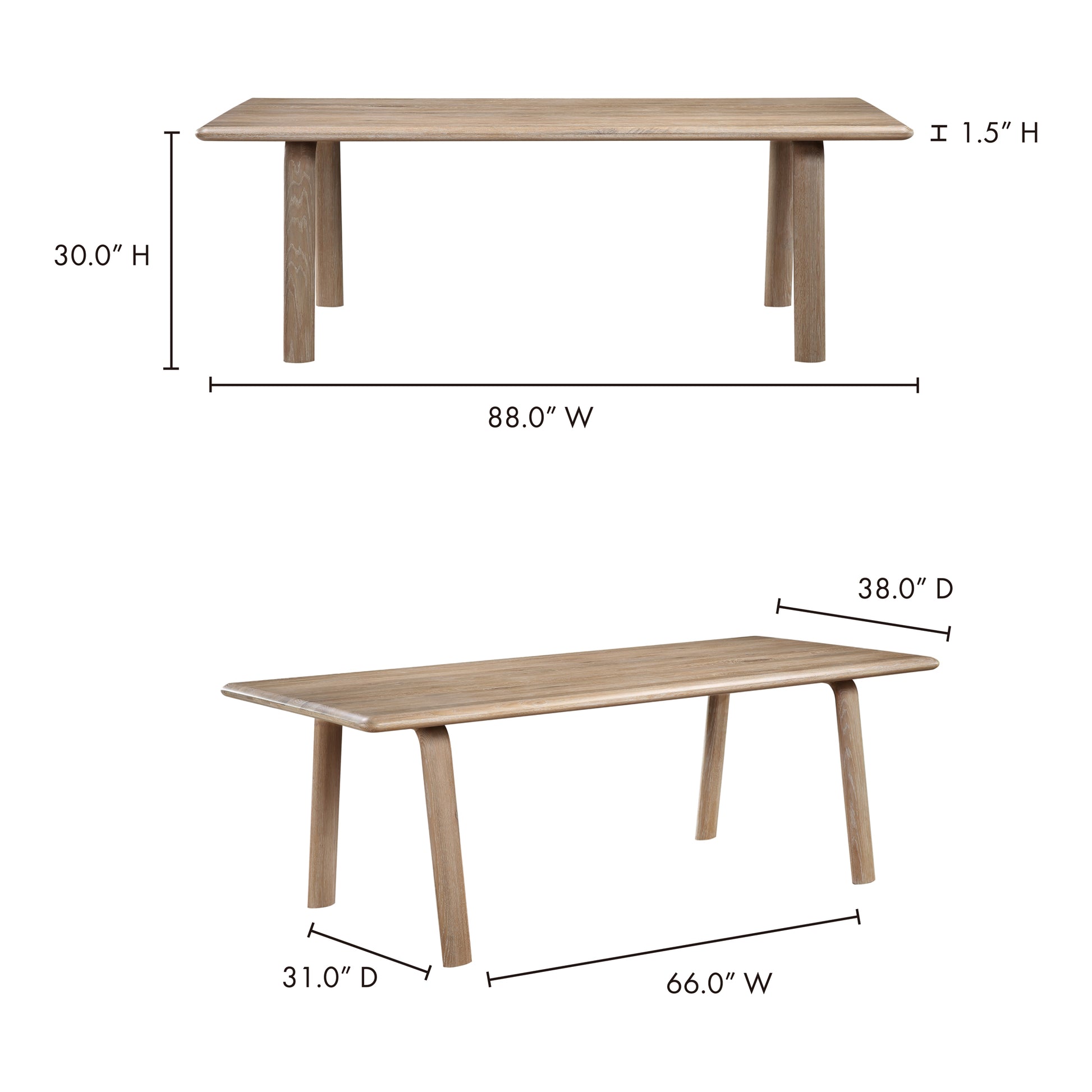 Malibu Dining Table White Oak by Moe's Home Collection - view 4