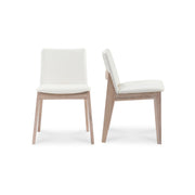 Deco Oak Dining Chair Cream White PVC - Set Of Two by Moe's Home Collection