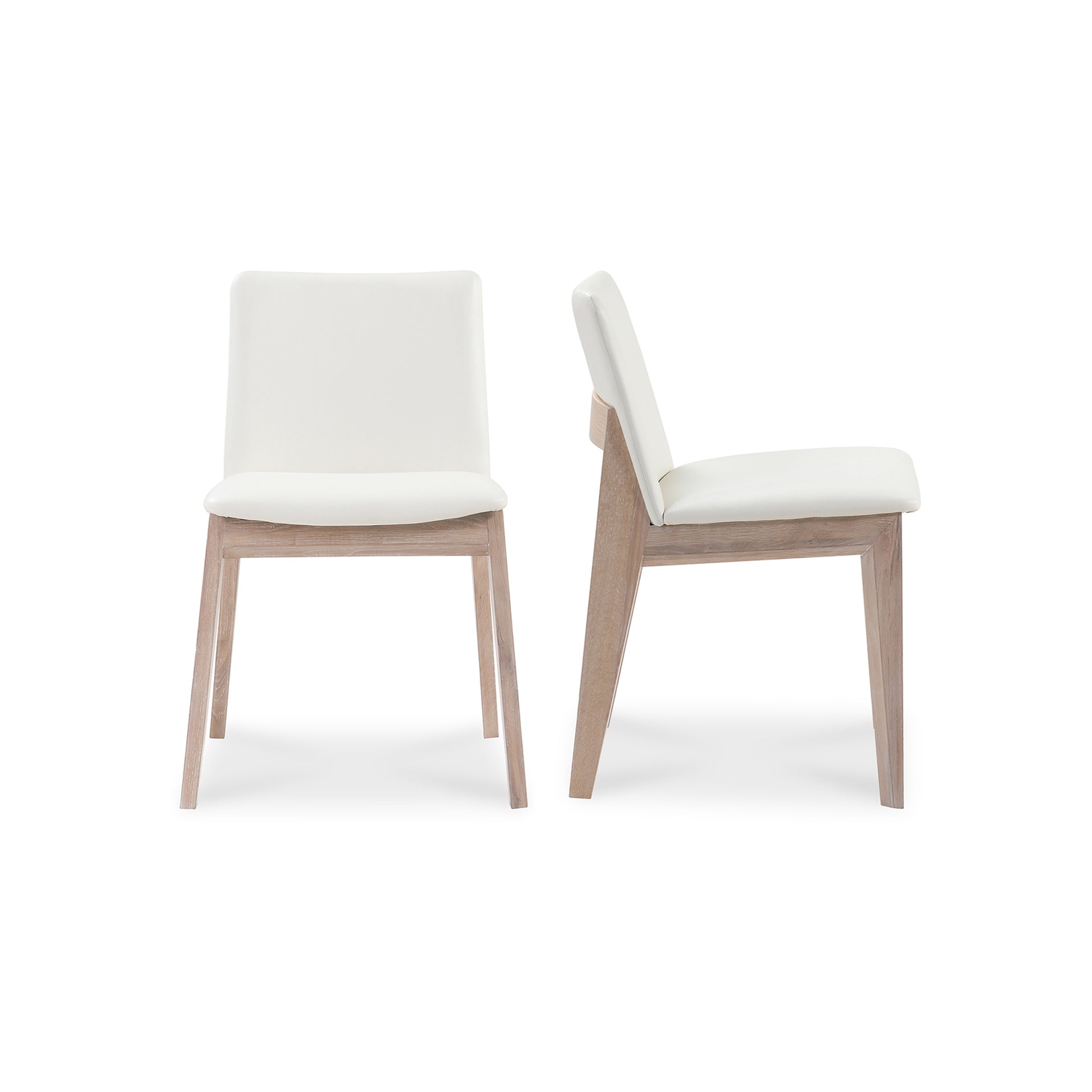 Deco Oak Dining Chair Cream White PVC - Set Of Two by Moe's Home Collection