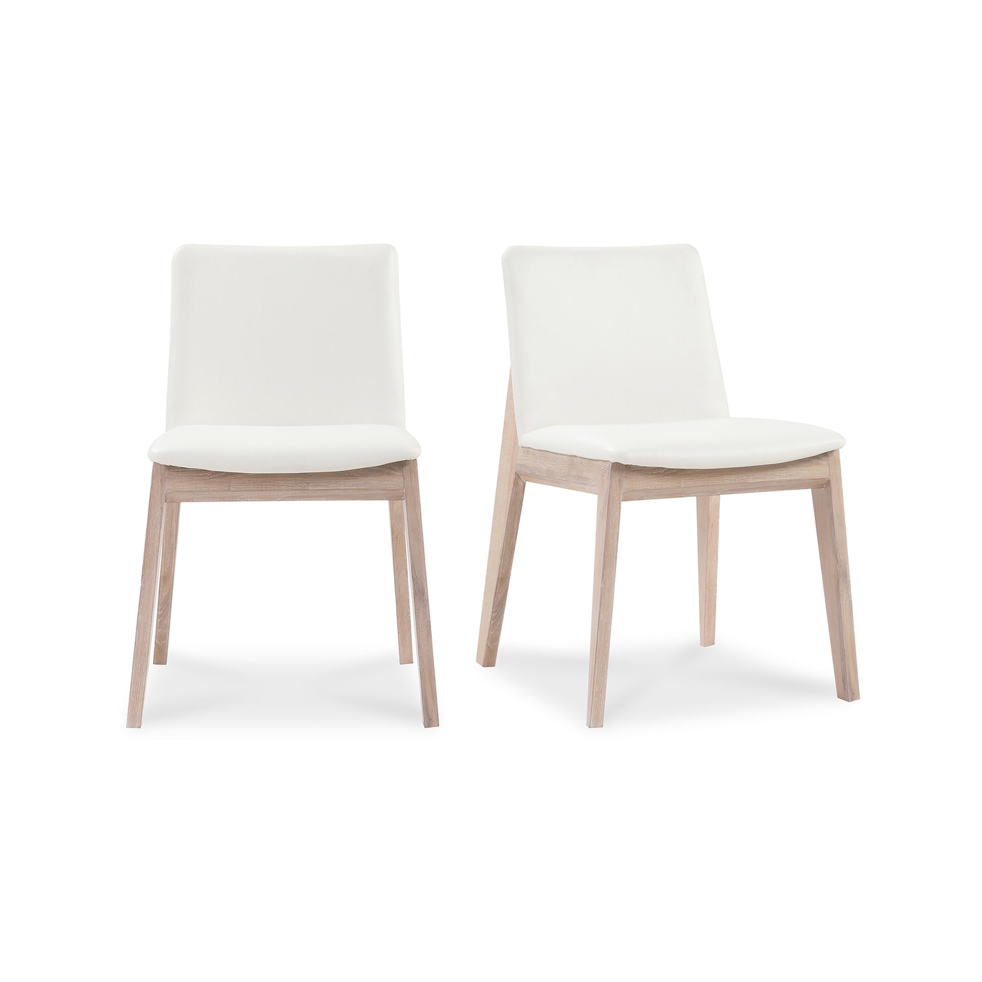 Deco Oak Dining Chair Cream White PVC - Set Of Two by Moe's Home Collection - view 2