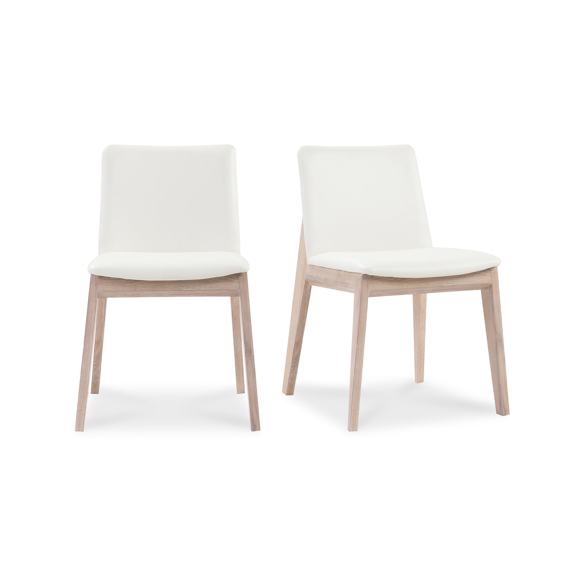 Deco Oak Dining Chair Cream White PVC - Set Of Two by Moe's Home Collection - view 2