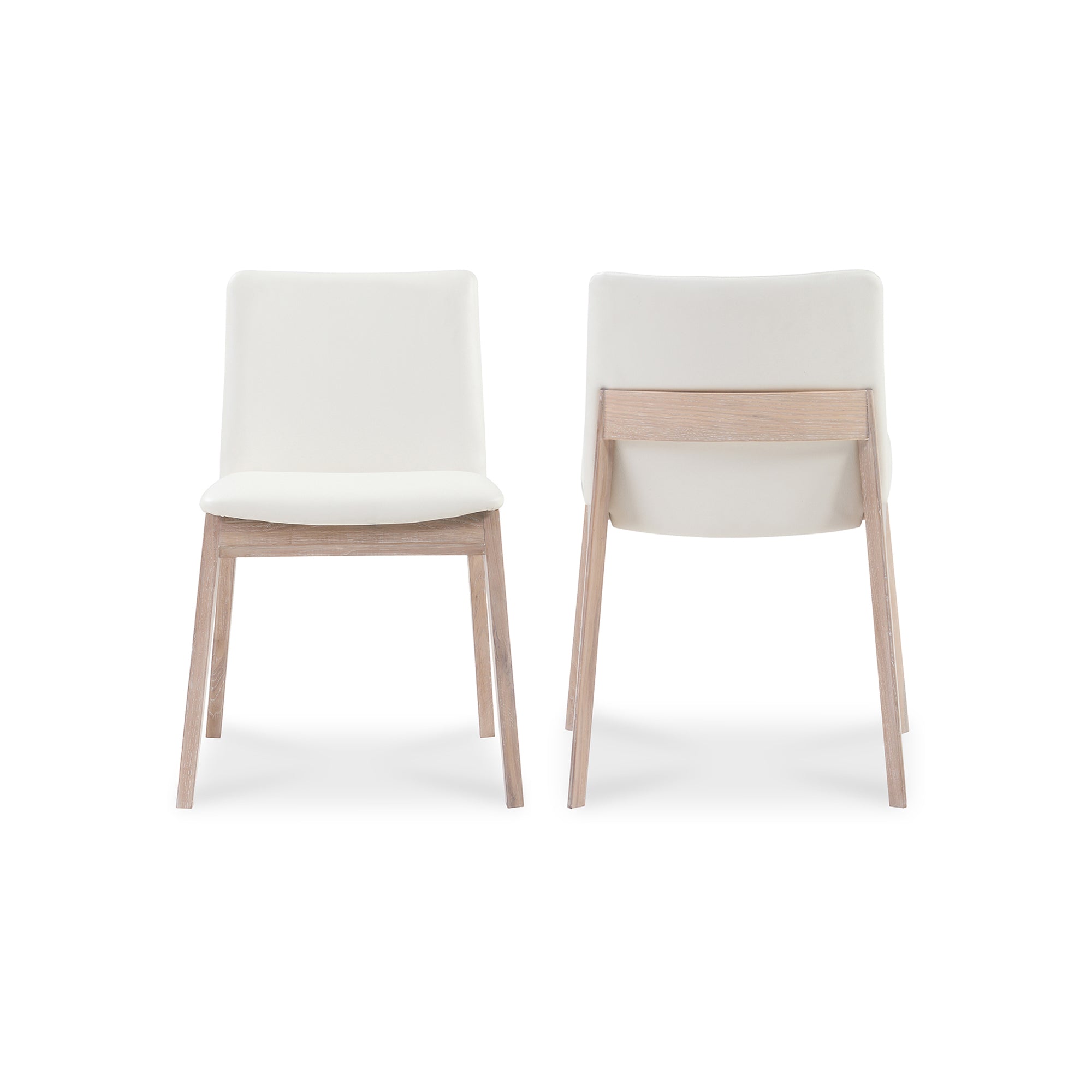 Deco Oak Dining Chair Cream White PVC - Set Of Two by Moe's Home Collection - view 3