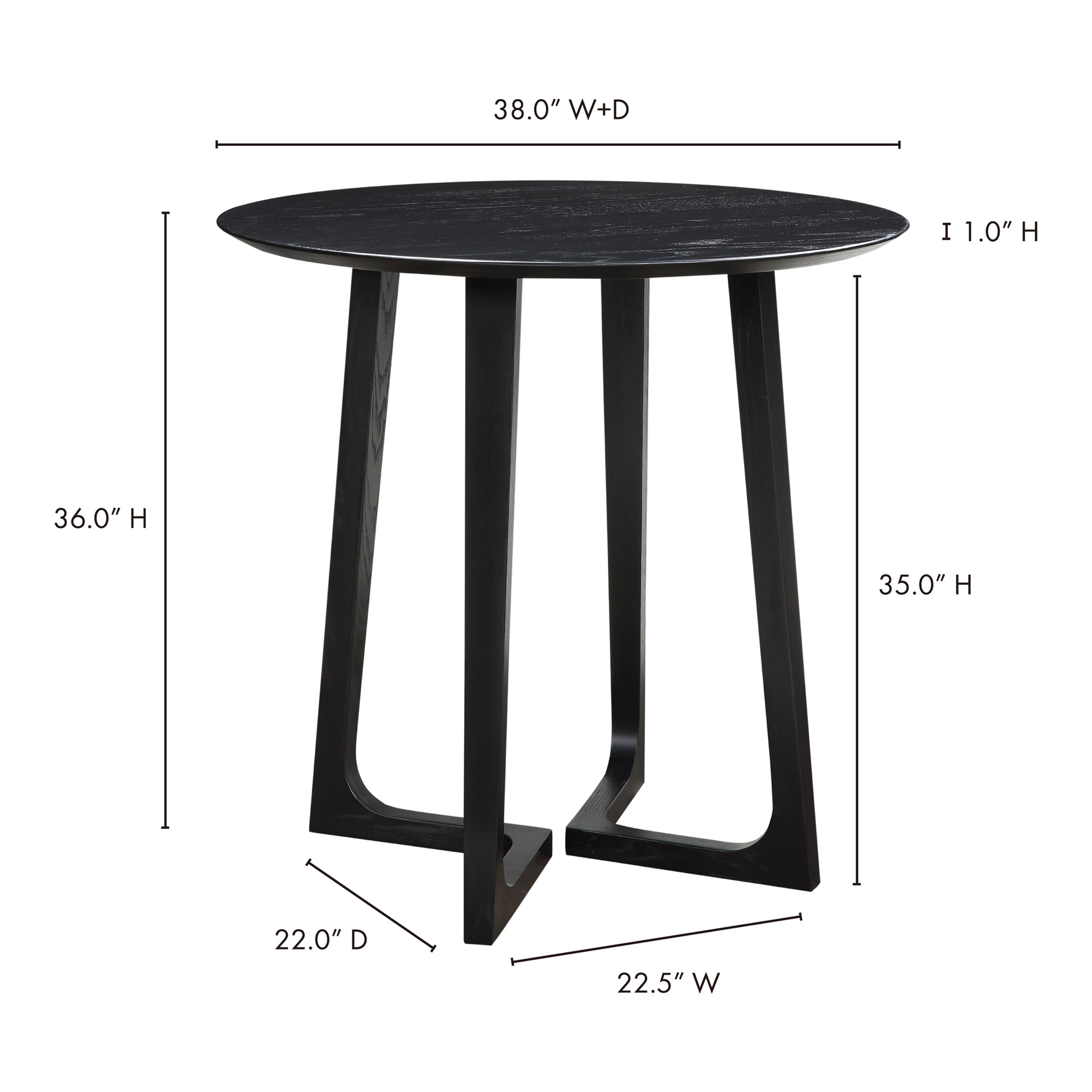 Godenza Counter Table Black by Moe's Home Collection - view 5