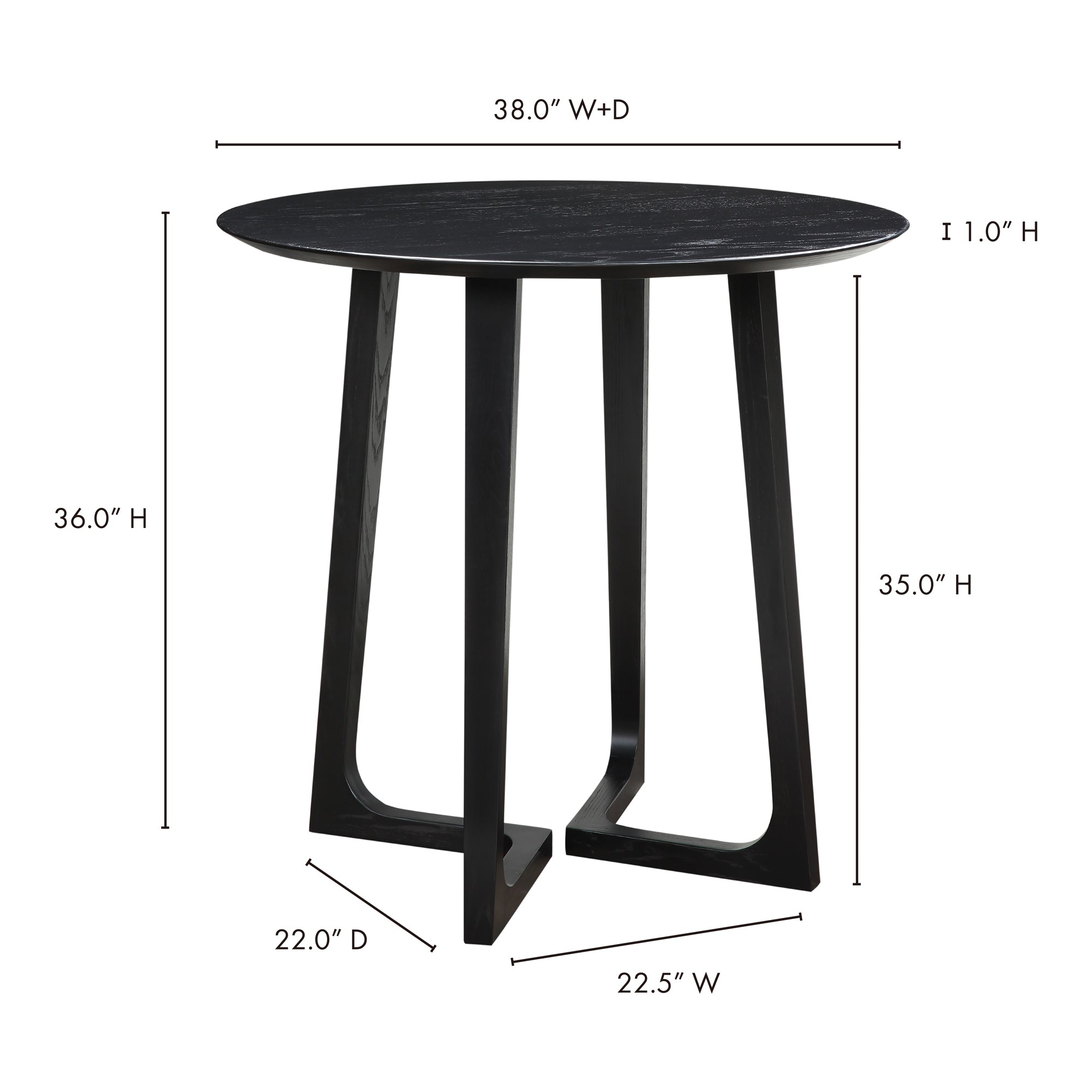 Godenza Counter Table Black by Moe's Home Collection - view 5