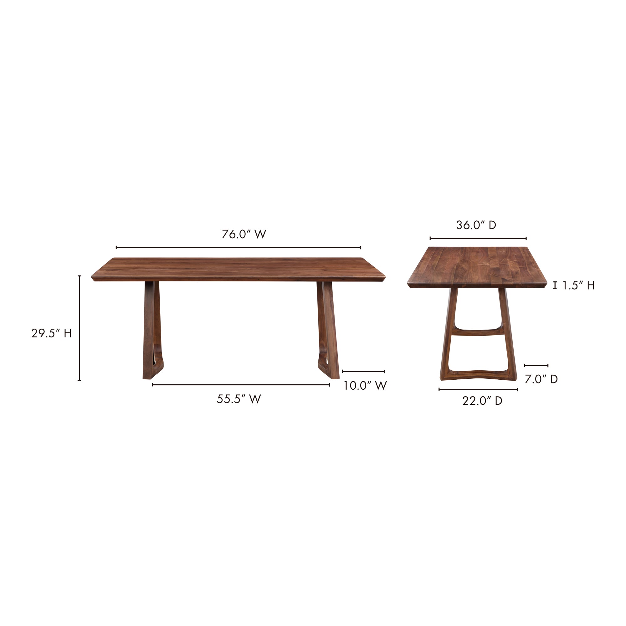 Silas Dining Table Walnut Brown by Moe's Home Collection - view 4