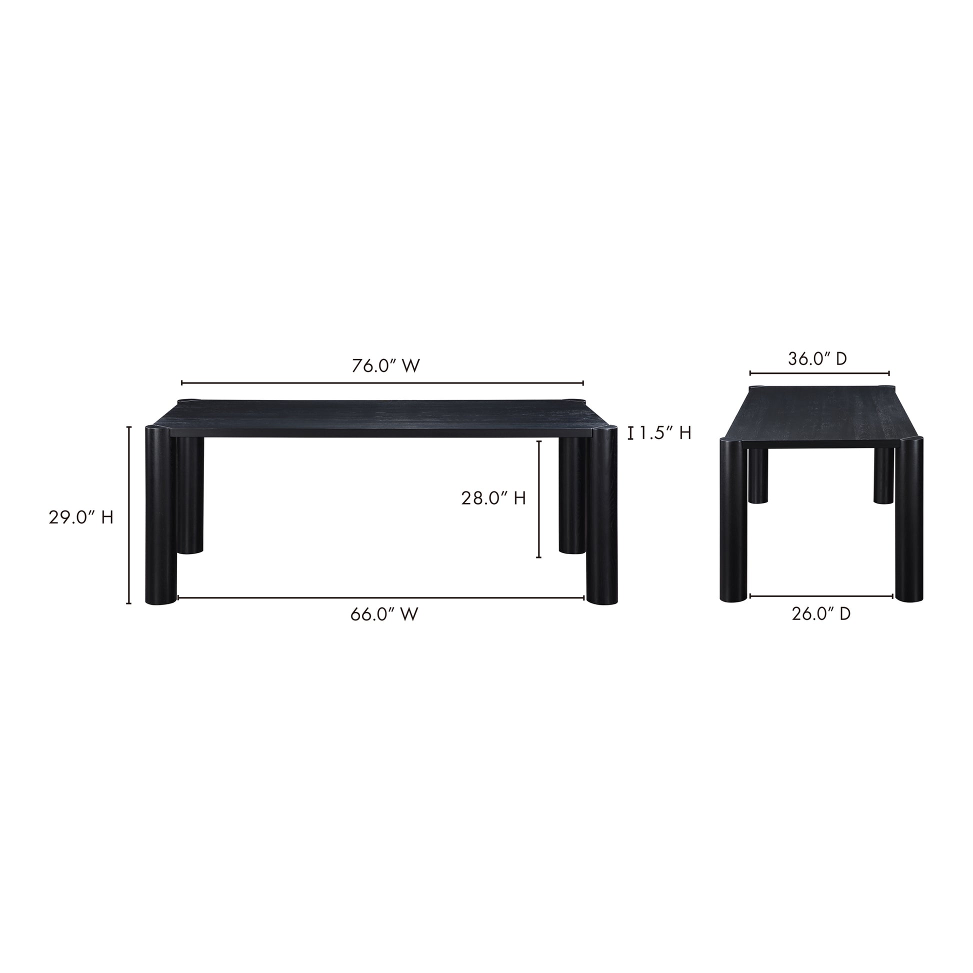 Post Small Dining Table Black by Moe's Home Collection - view 4
