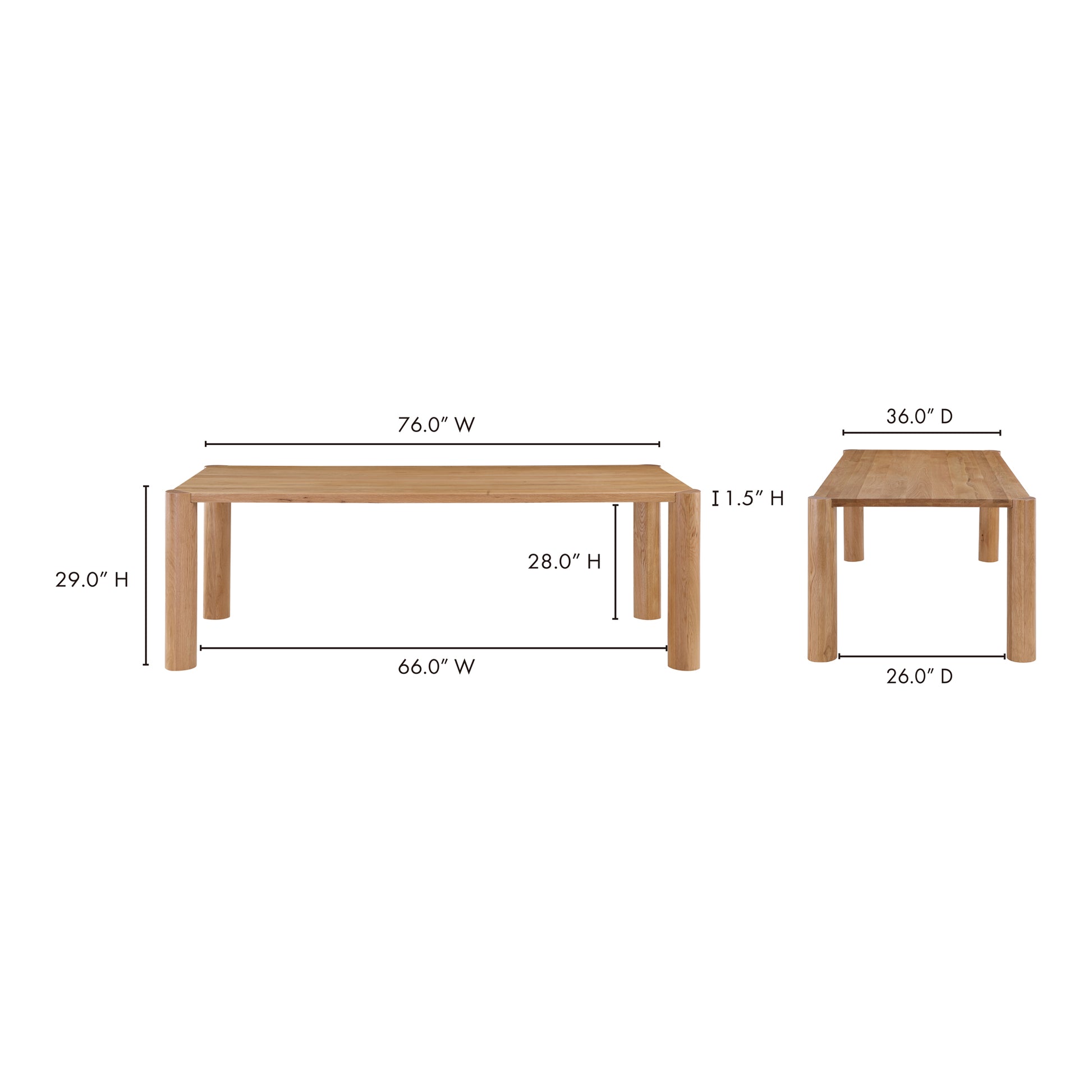 Post Small Dining Table Natural Oak by Moe's Home Collection - view 3