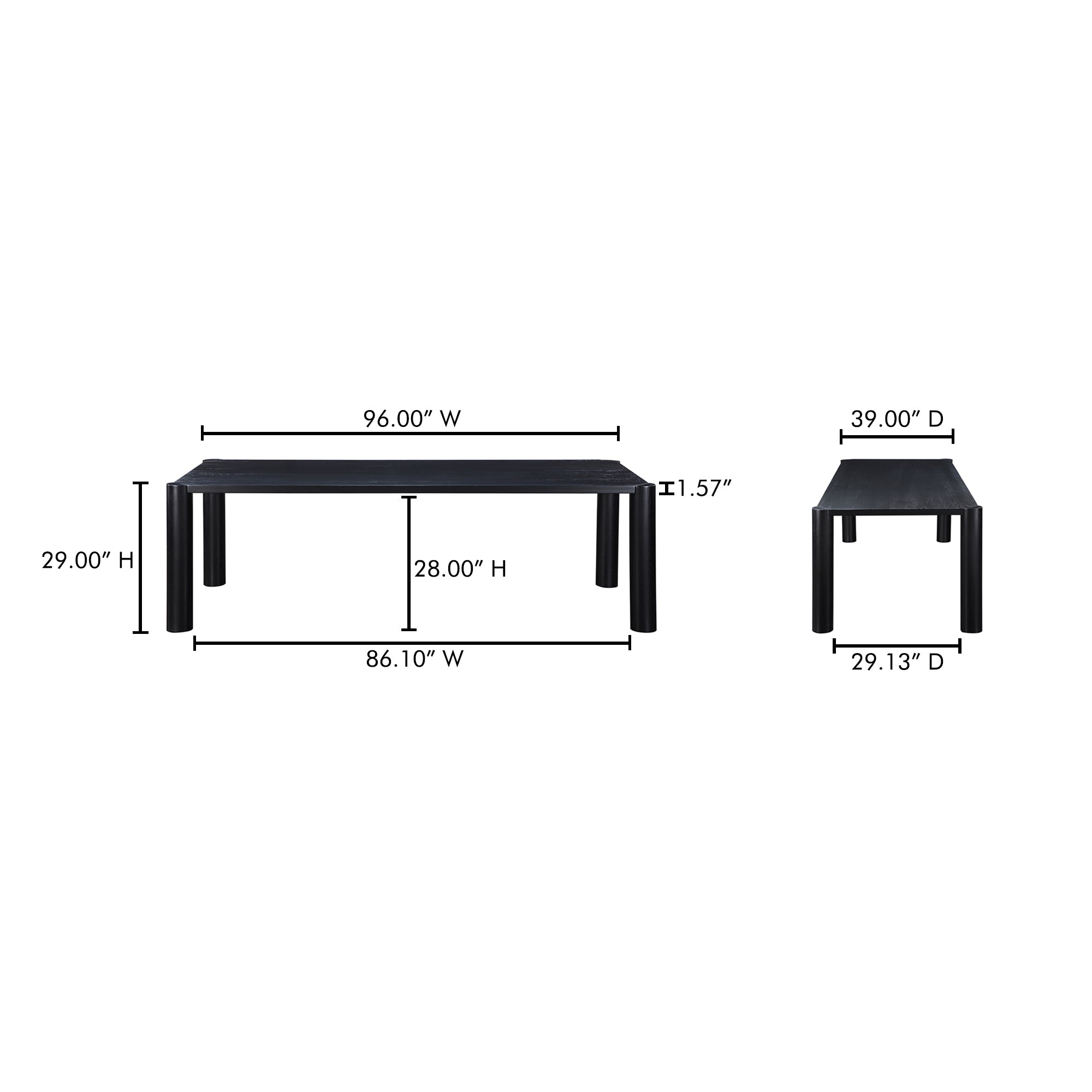 Post Large Dining Table Black by Moe's Home Collection - view 3