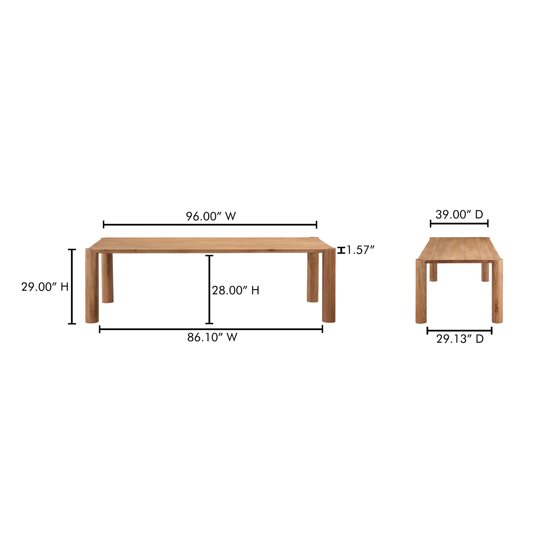Post Large Table Large Natural Oak by Moe's Home Collection - view 3