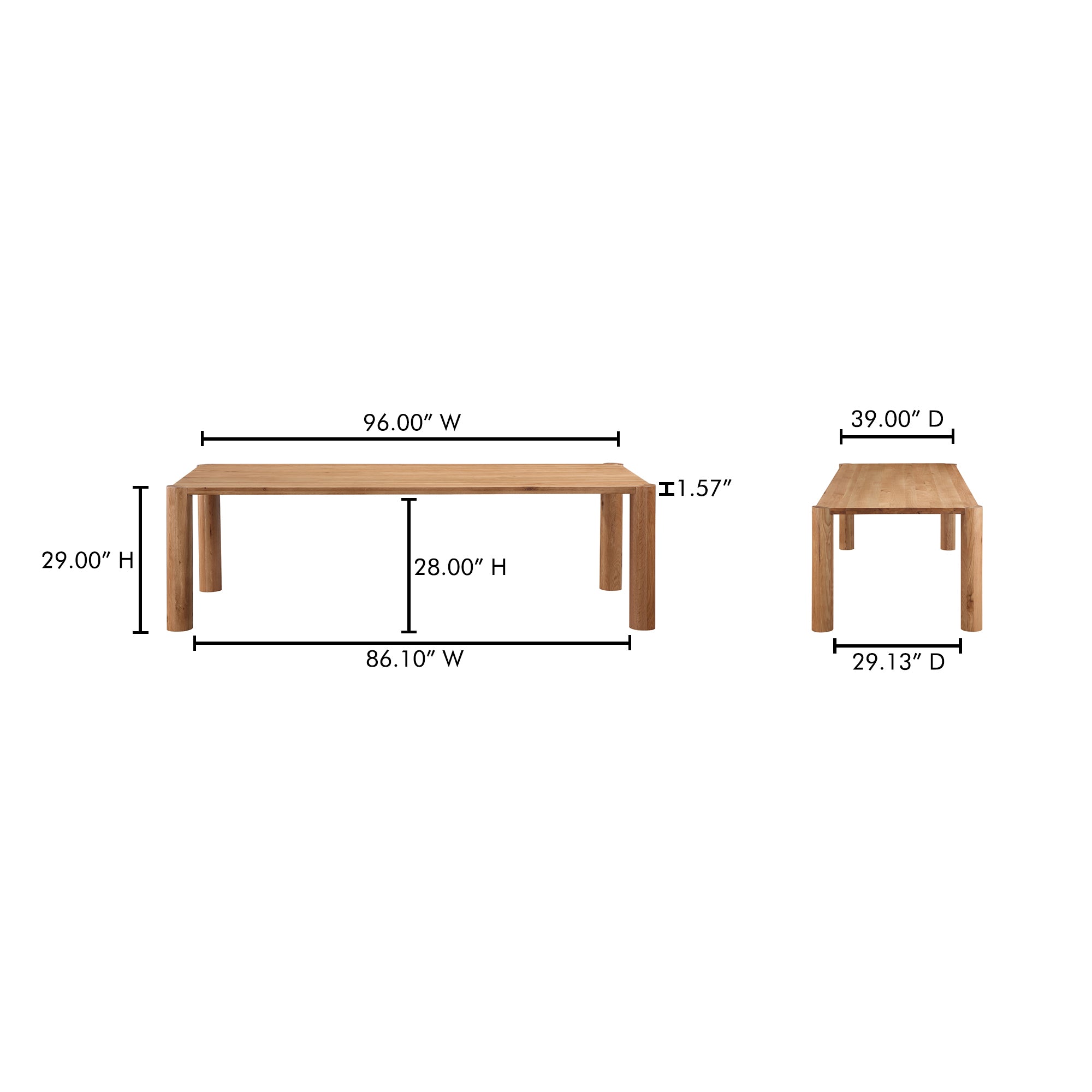 Post Large Table Large Natural Oak by Moe's Home Collection - view 3