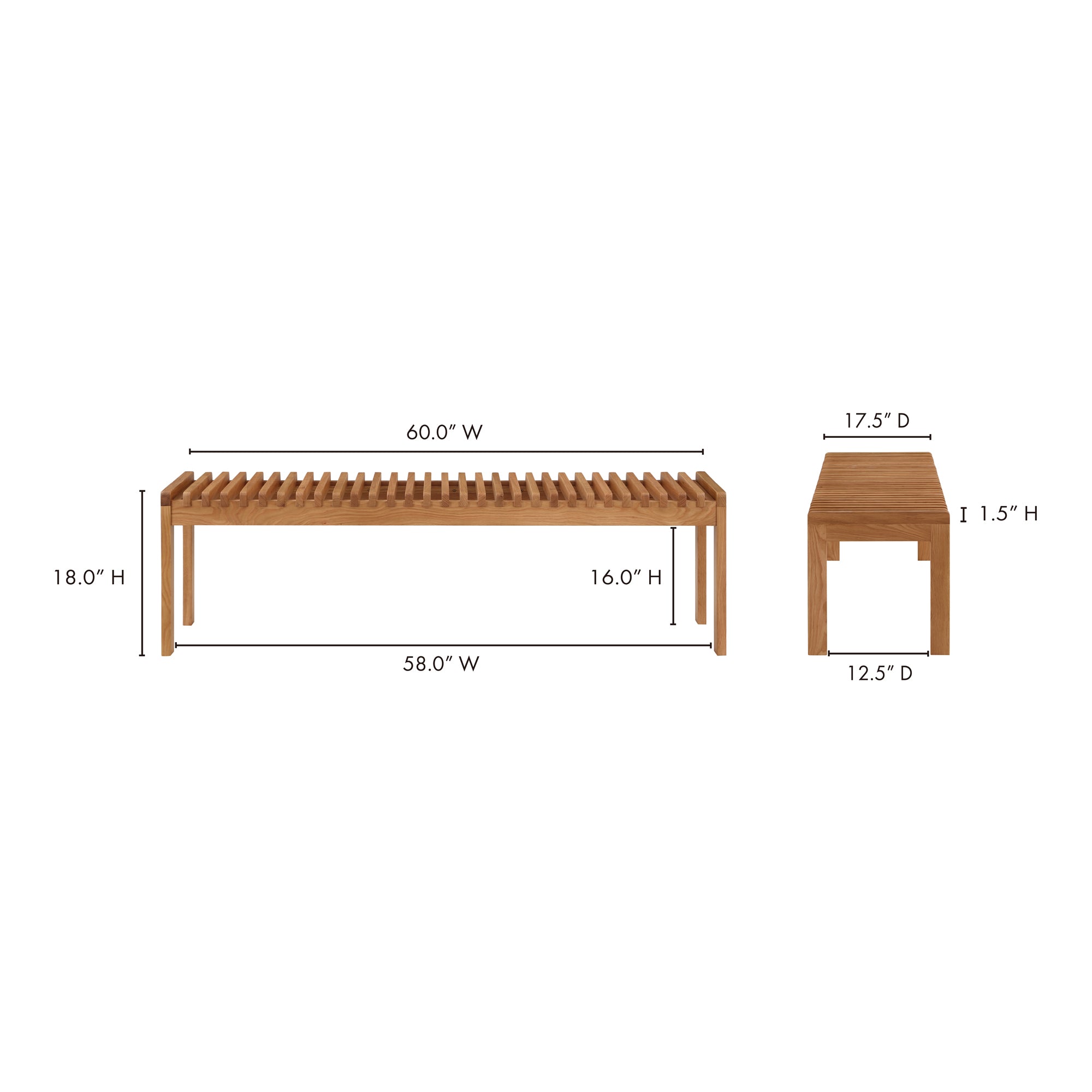 Rohe Bench Natural Oak by Moe's Home Collection - view 10