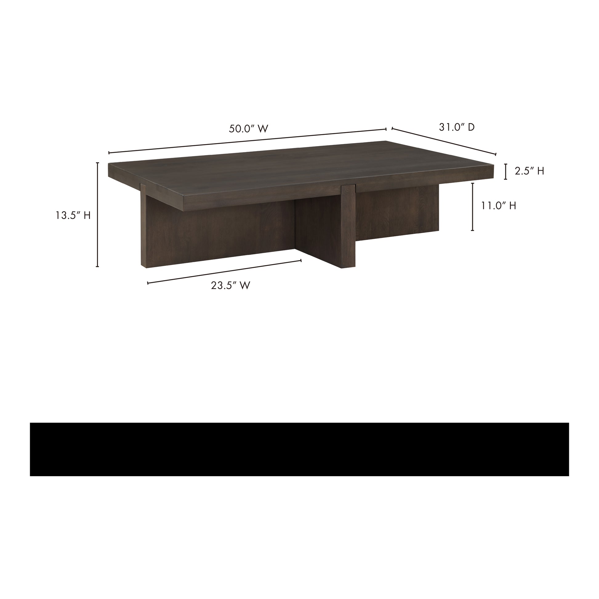 Folke Rectangular Coffee Table Dark Brown by Moe's Home Collection - view 9