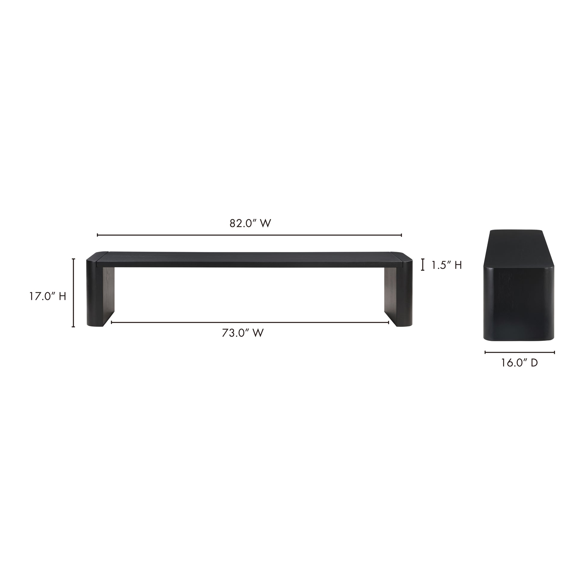 Post Large Dining Bench Black by Moe's Home Collection - view 3
