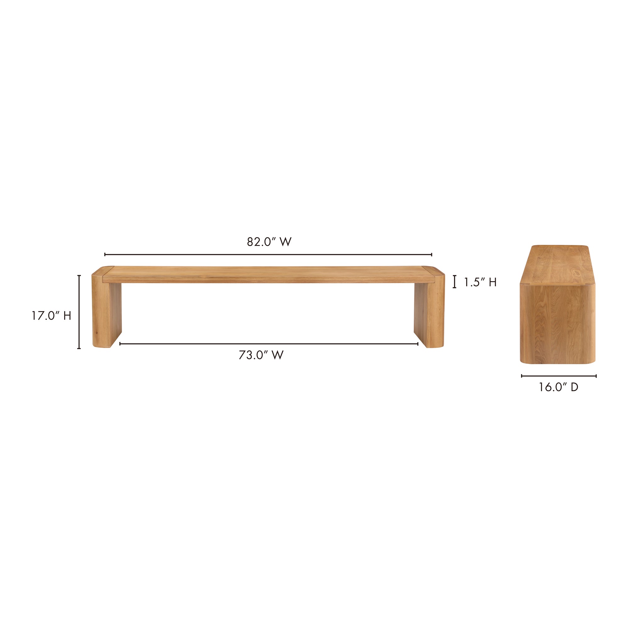 Post Large Dining Bench Natural by Moe's Home Collection - view 4