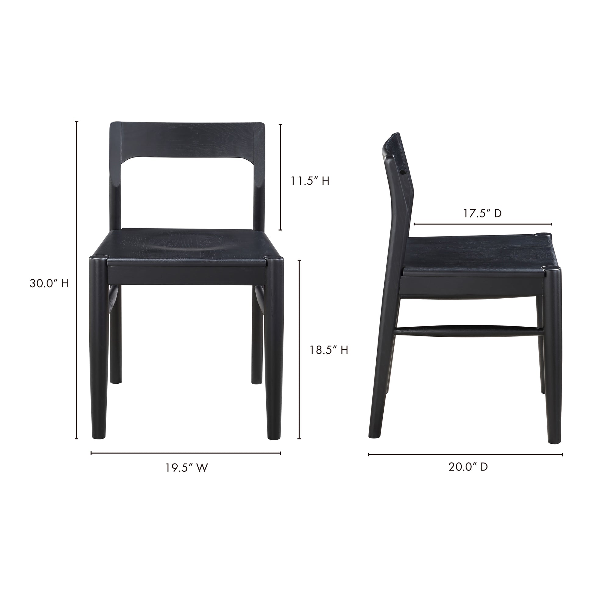 Owing Dining Chair Black - Set Of Two by Moe's Home Collection - view 13