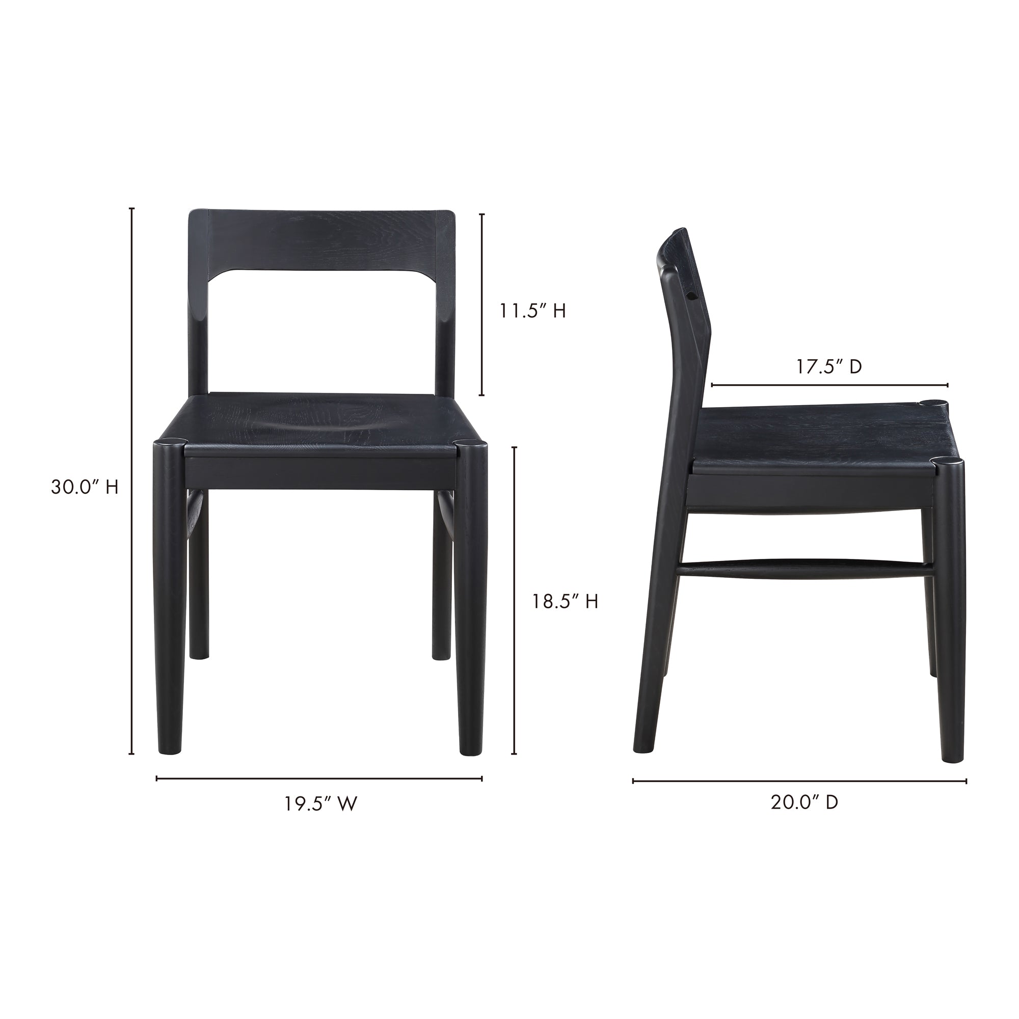 Owing Dining Chair Black - Set Of Two by Moe's Home Collection - view 13