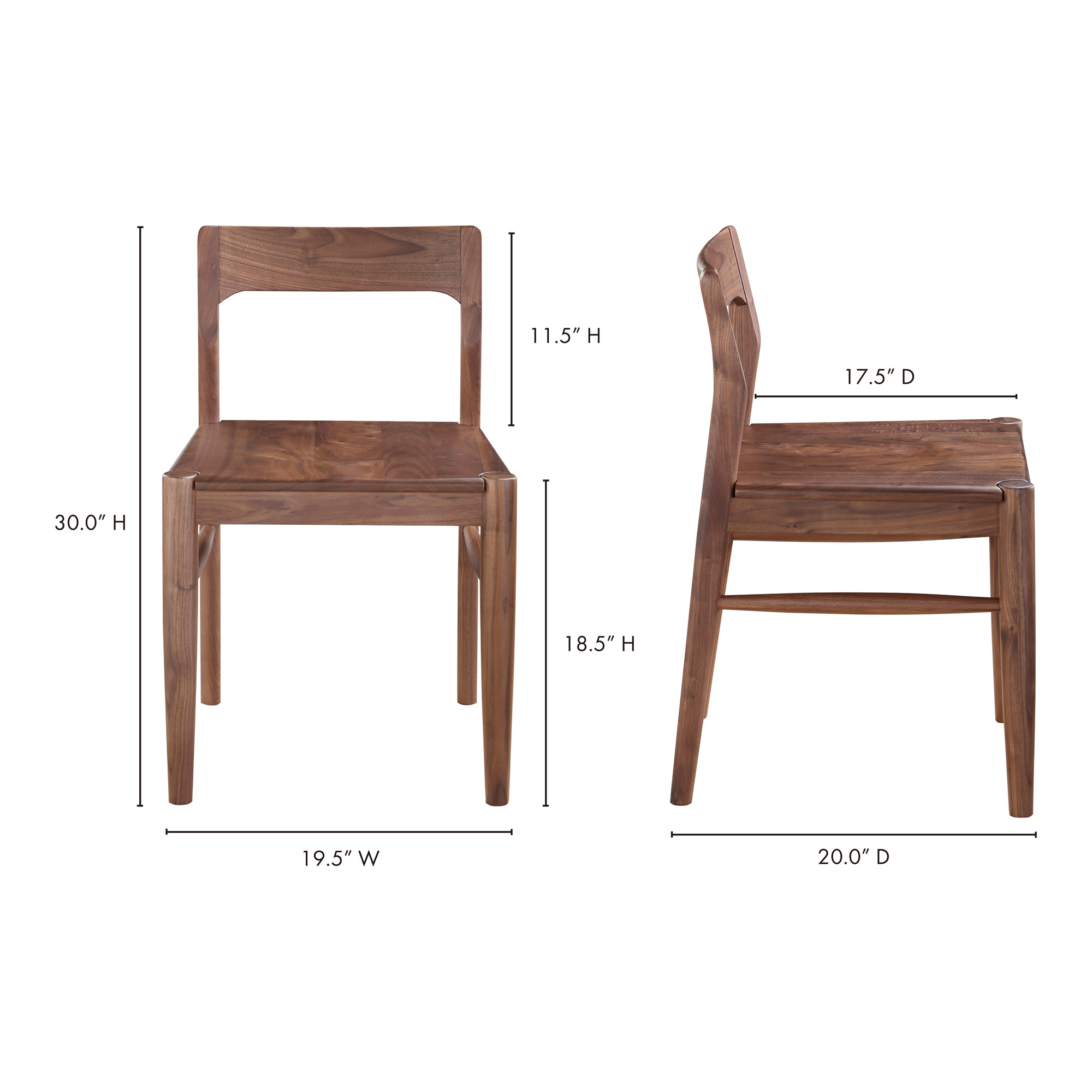 Owing Dining Chair Walnut Brown - Set Of Two by Moe's Home Collection - view 11
