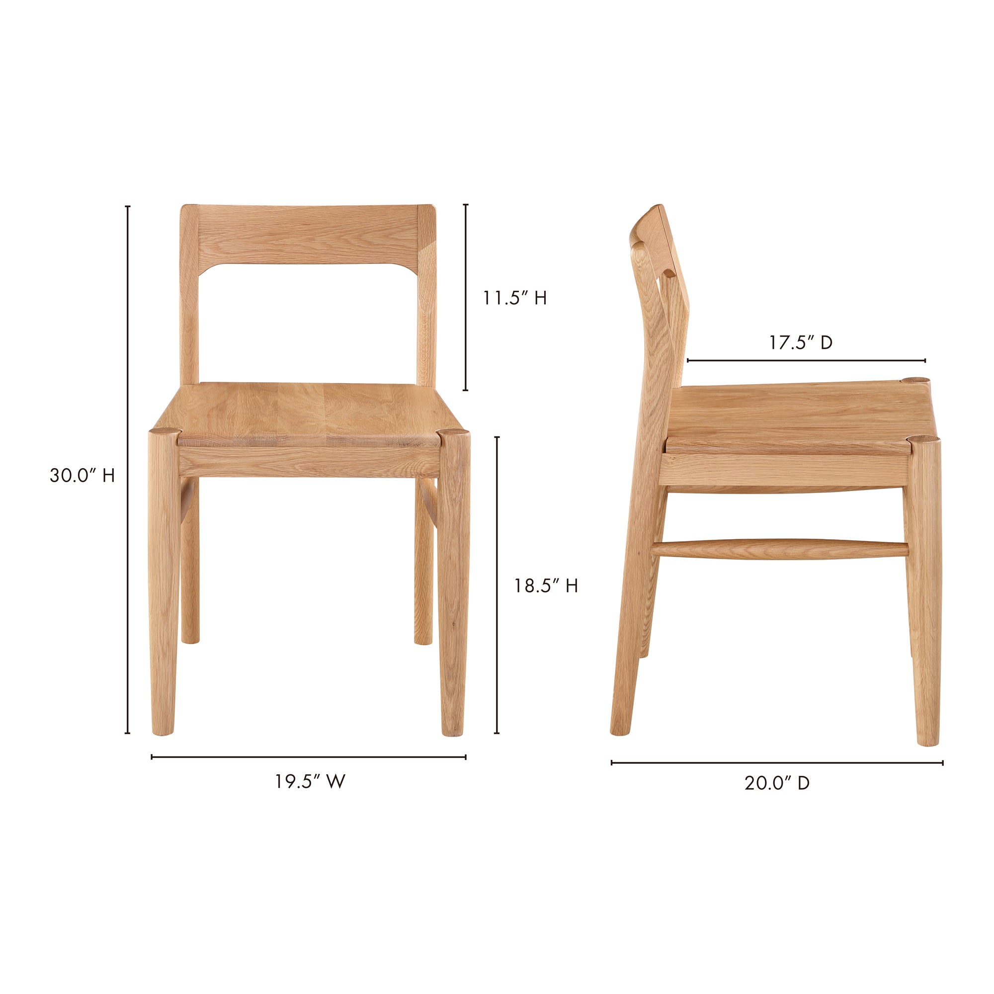 Owing Dining Chair Natural Oak - Set Of Two by Moe's Home Collection - view 13