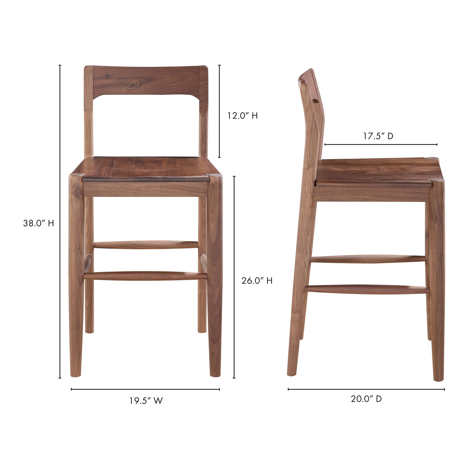 Owing Counter Stool Walnut Brown by Moe's Home Collection - view 9