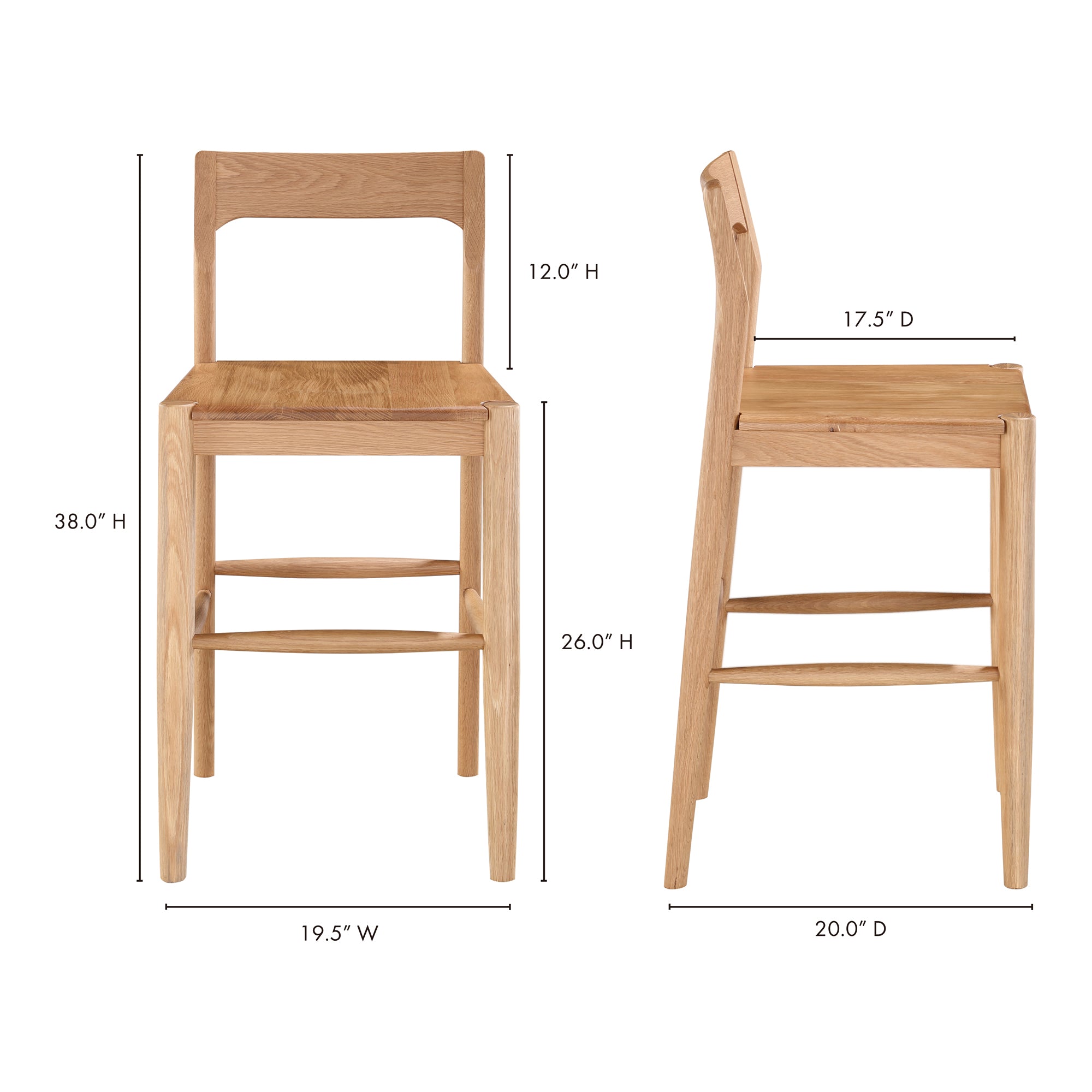 Owing Counter Stool Natural Oak by Moe's Home Collection - view 9