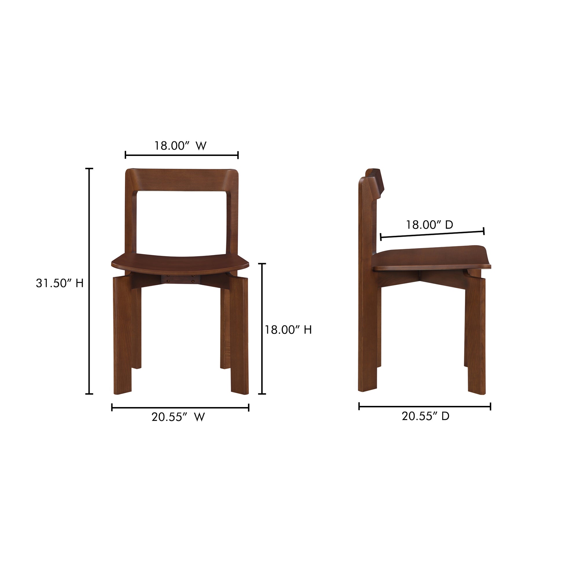 Daifuku Dining Chair Brown – Set Of Two by Moe's Home Collection - view 5