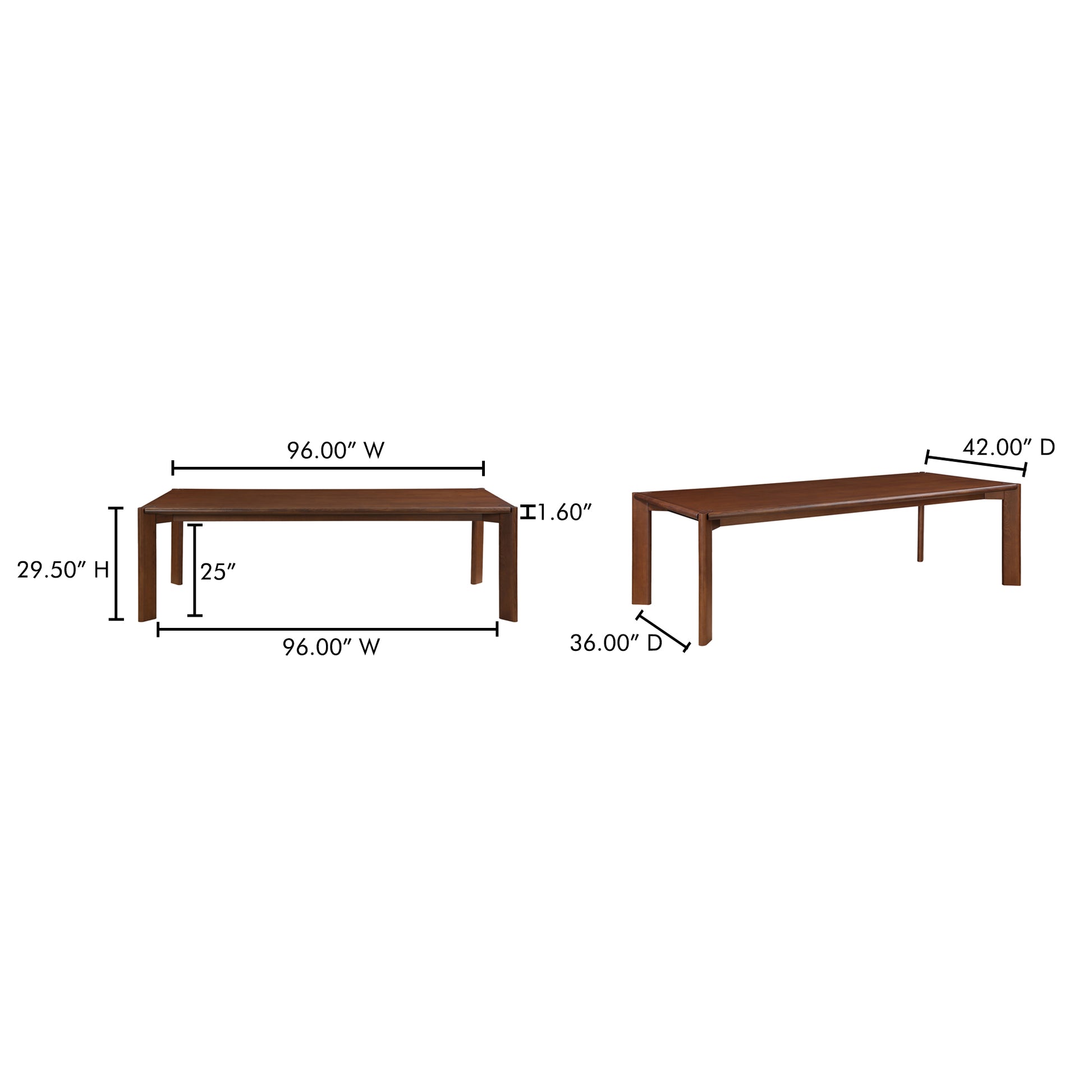 Daifuku Large Dining Table Walnut Stained Ash by Moe's Home Collection - view 5