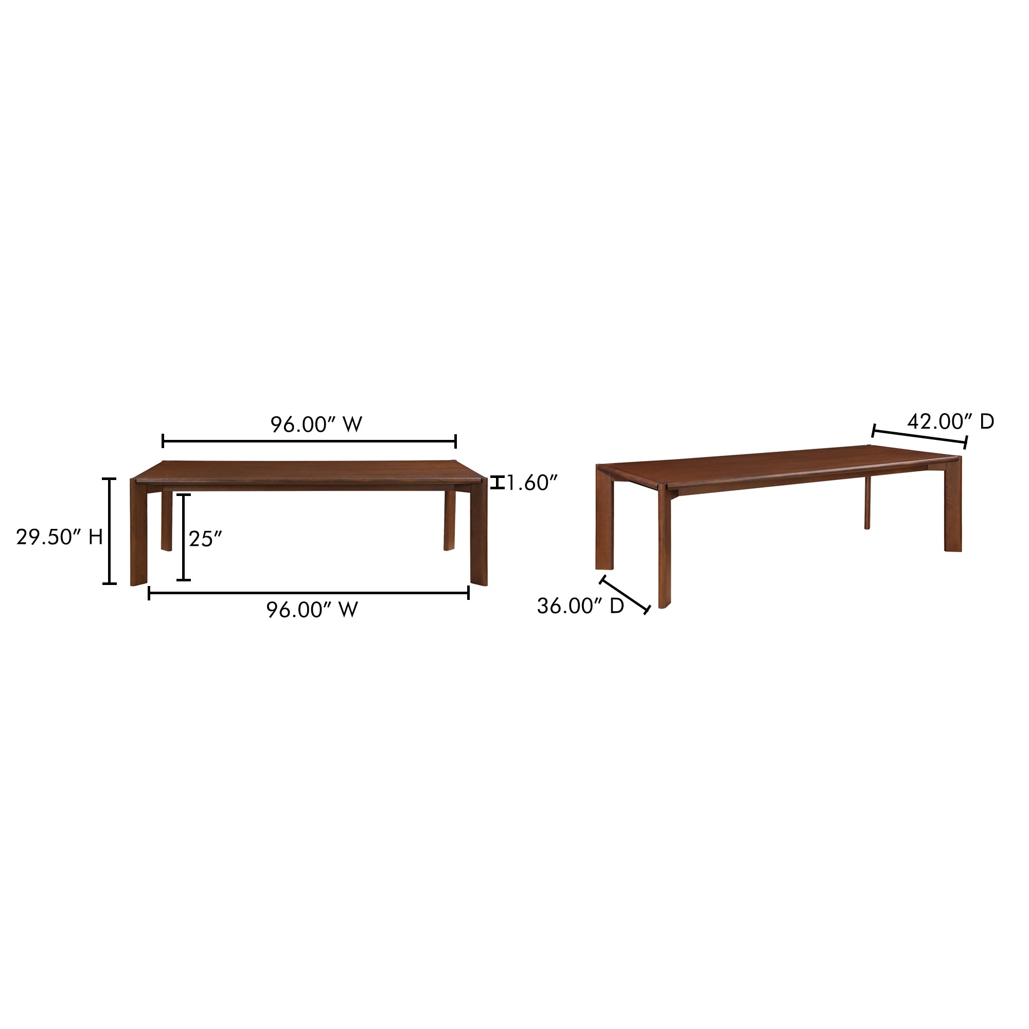 Daifuku Large Dining Table Walnut Stained Ash by Moe's Home Collection - view 5