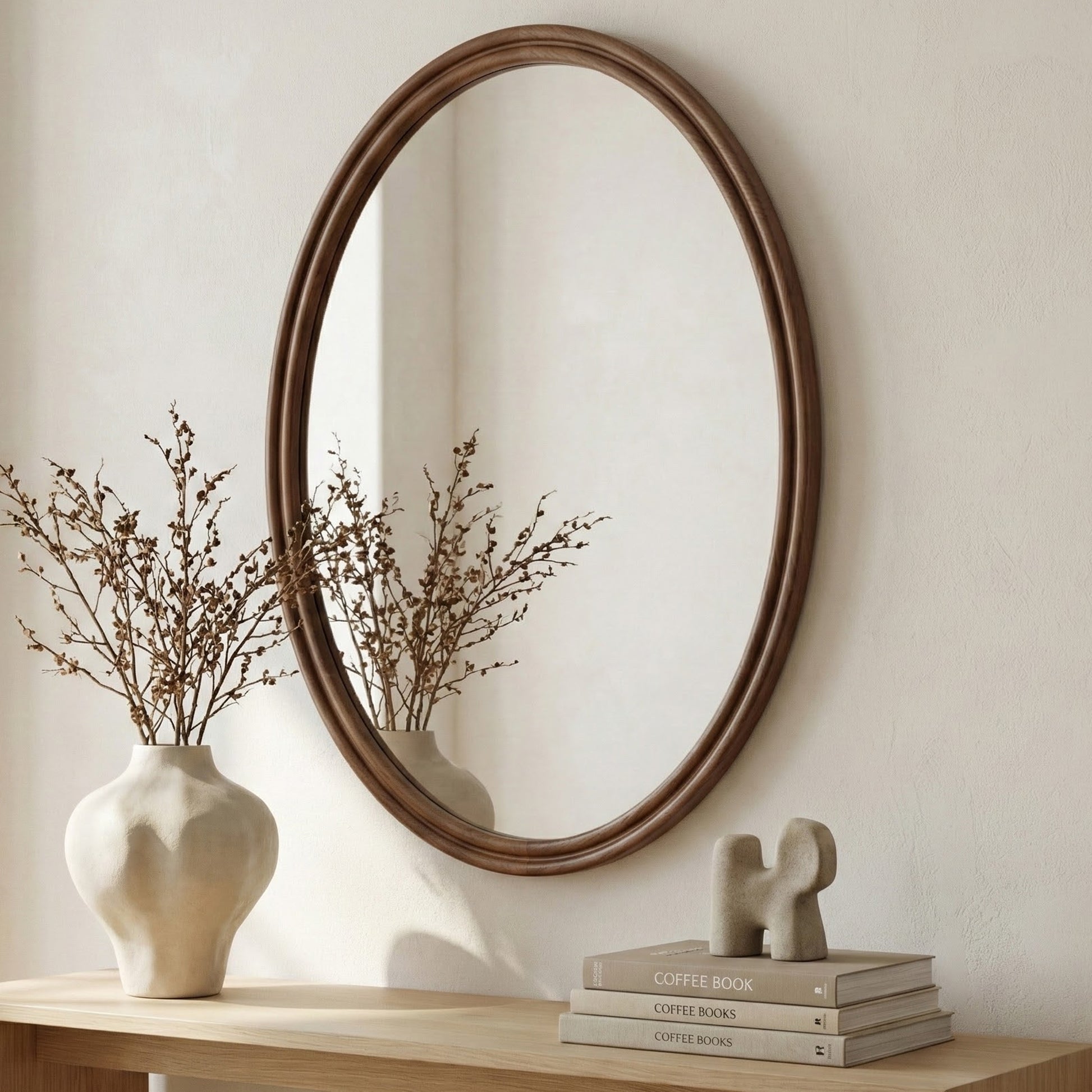 Alcott Oval Mirror Walnut by Moe's Home Collection - view 2