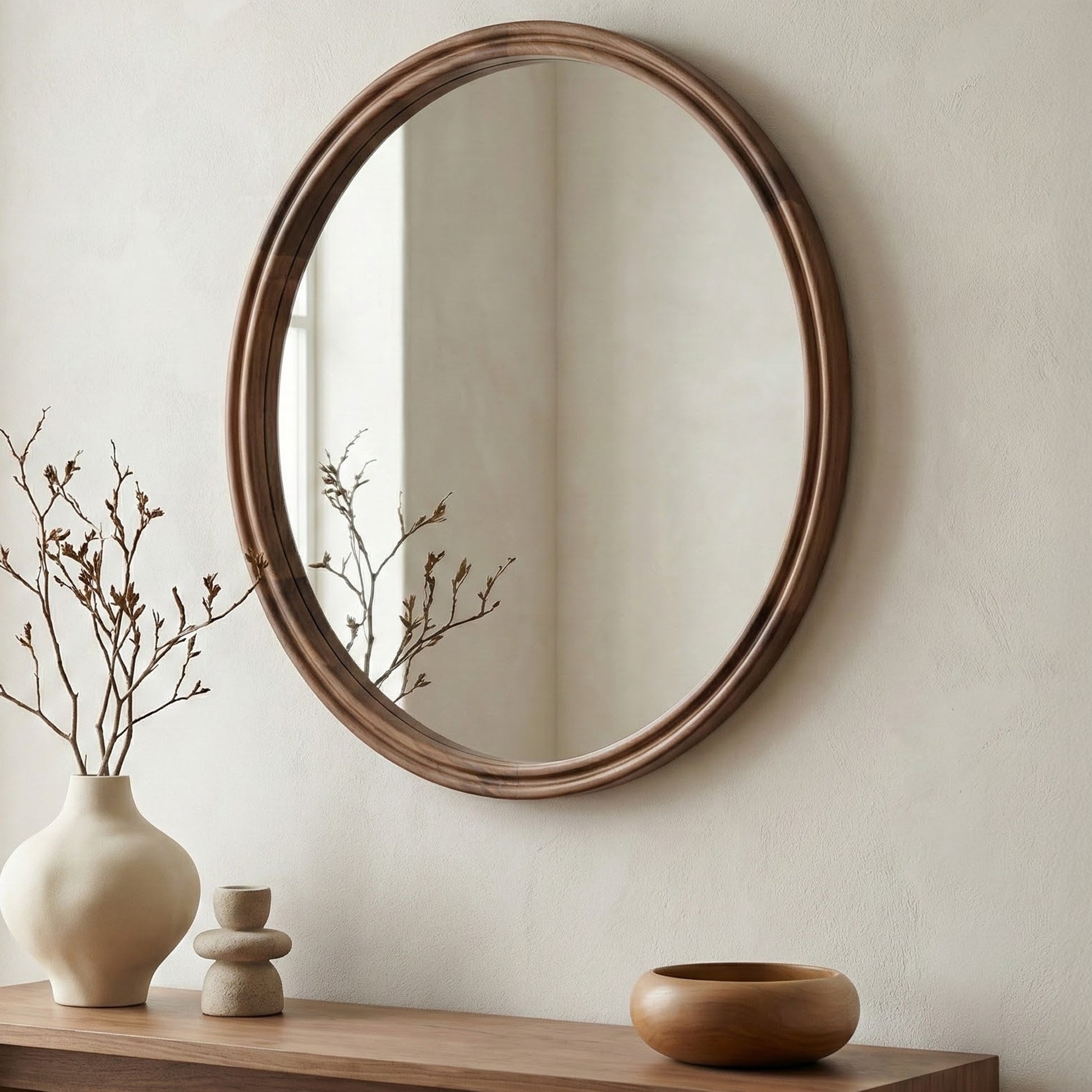 Alcott Small Round Mirror Walnut by Moe's Home Collection - view 2
