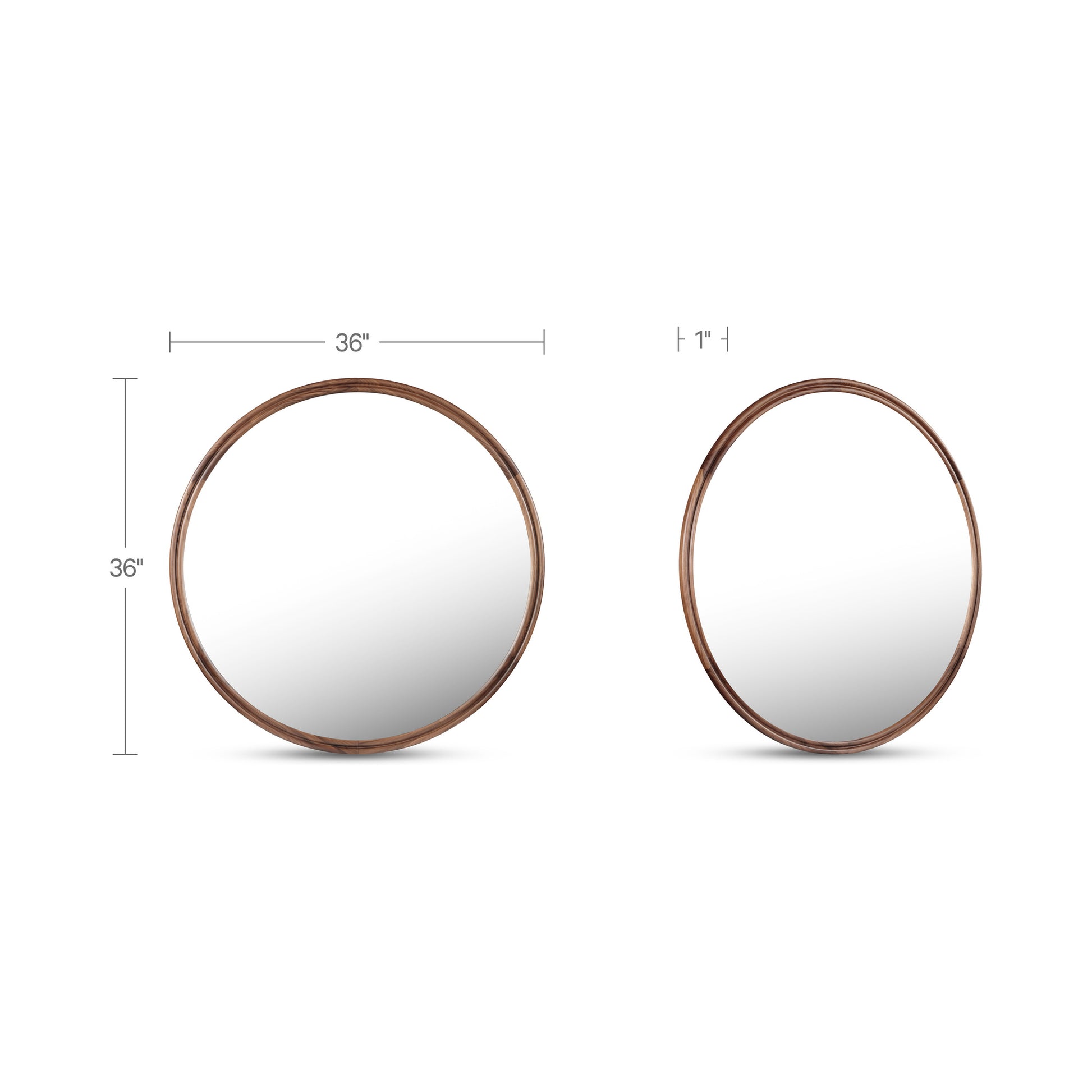 Alcott Small Round Mirror Walnut by Moe's Home Collection - view 3