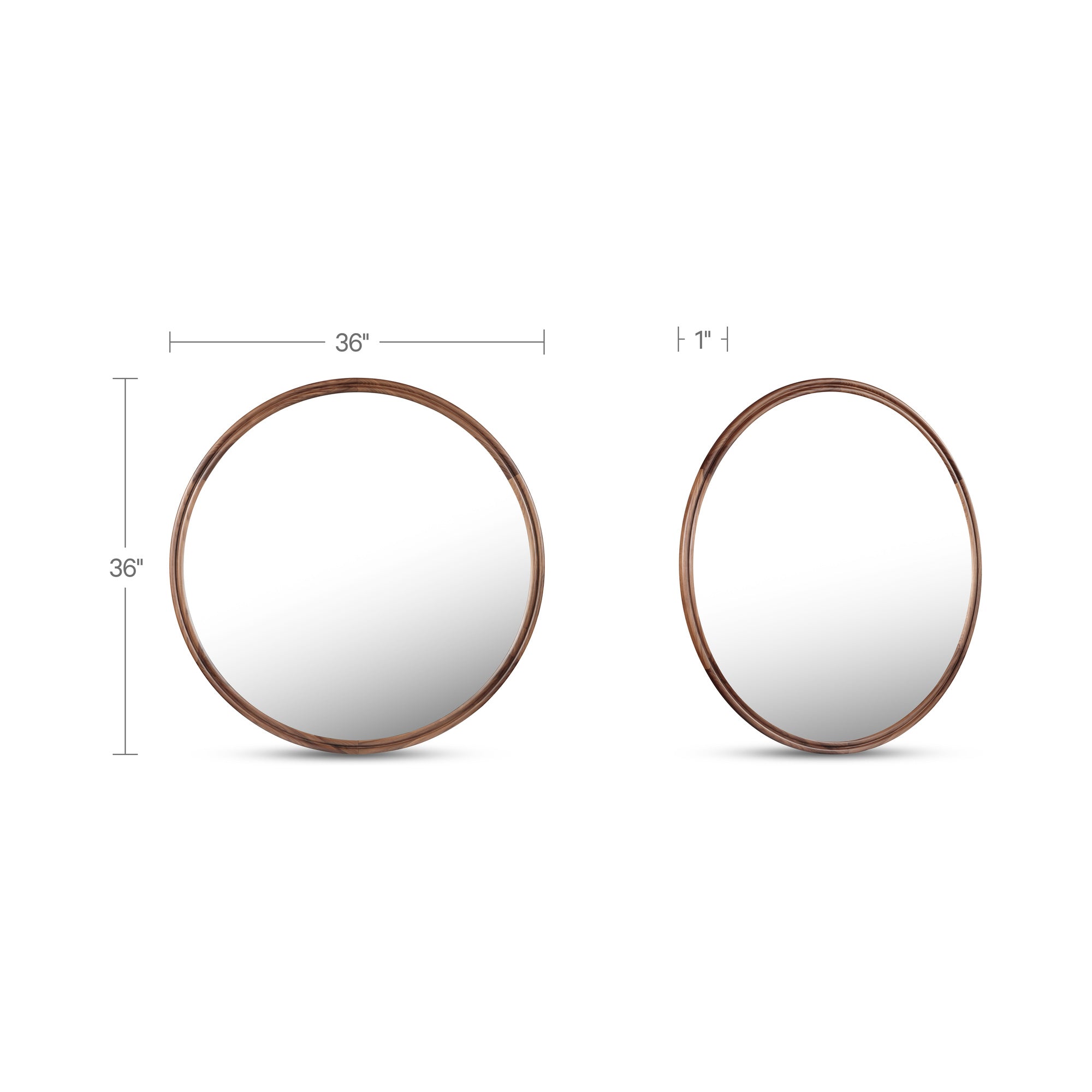 Alcott Small Round Mirror Walnut by Moe's Home Collection - view 3