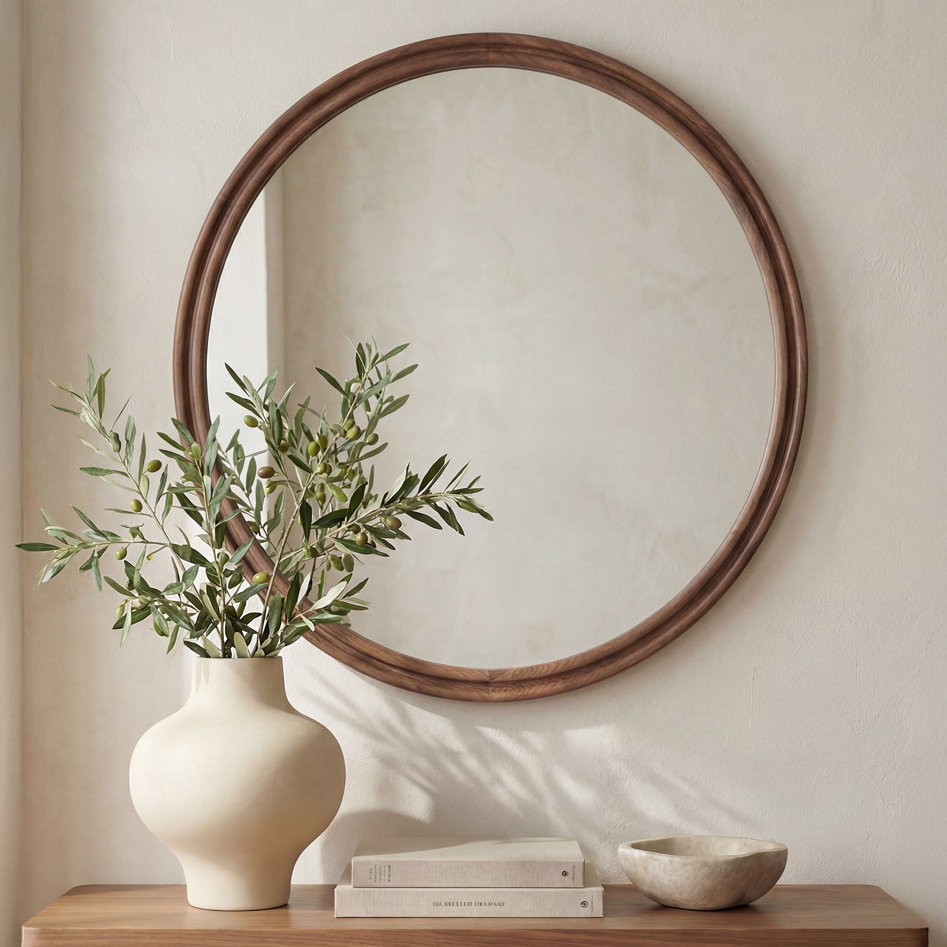 Alcott Large Round Mirror Walnut by Moe's Home Collection - view 2