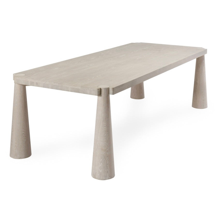 Austin Oak Wood Dining Table 102" in Milk White