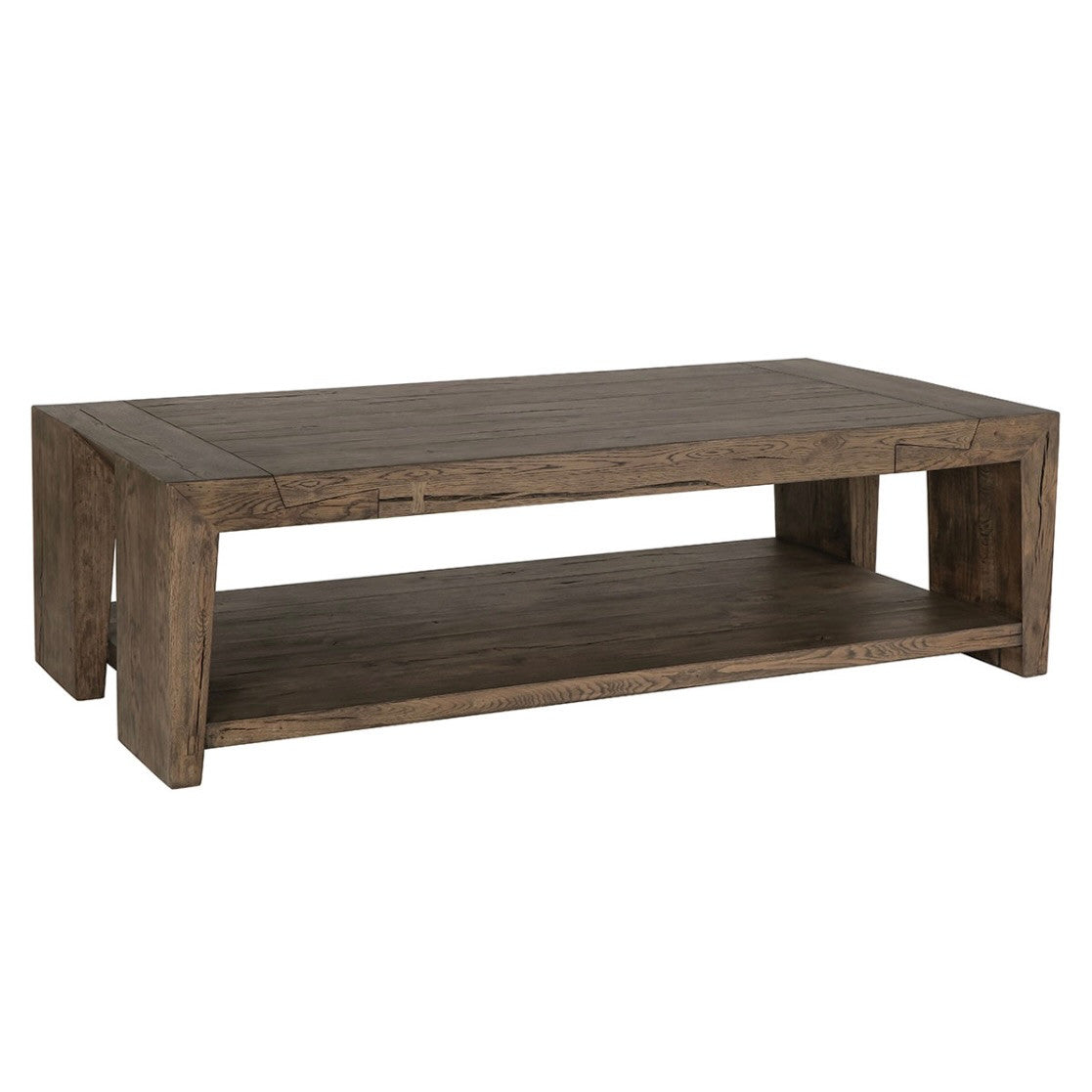 Troy Reclaimed Oak Coffee Table in Suede Brown 60"