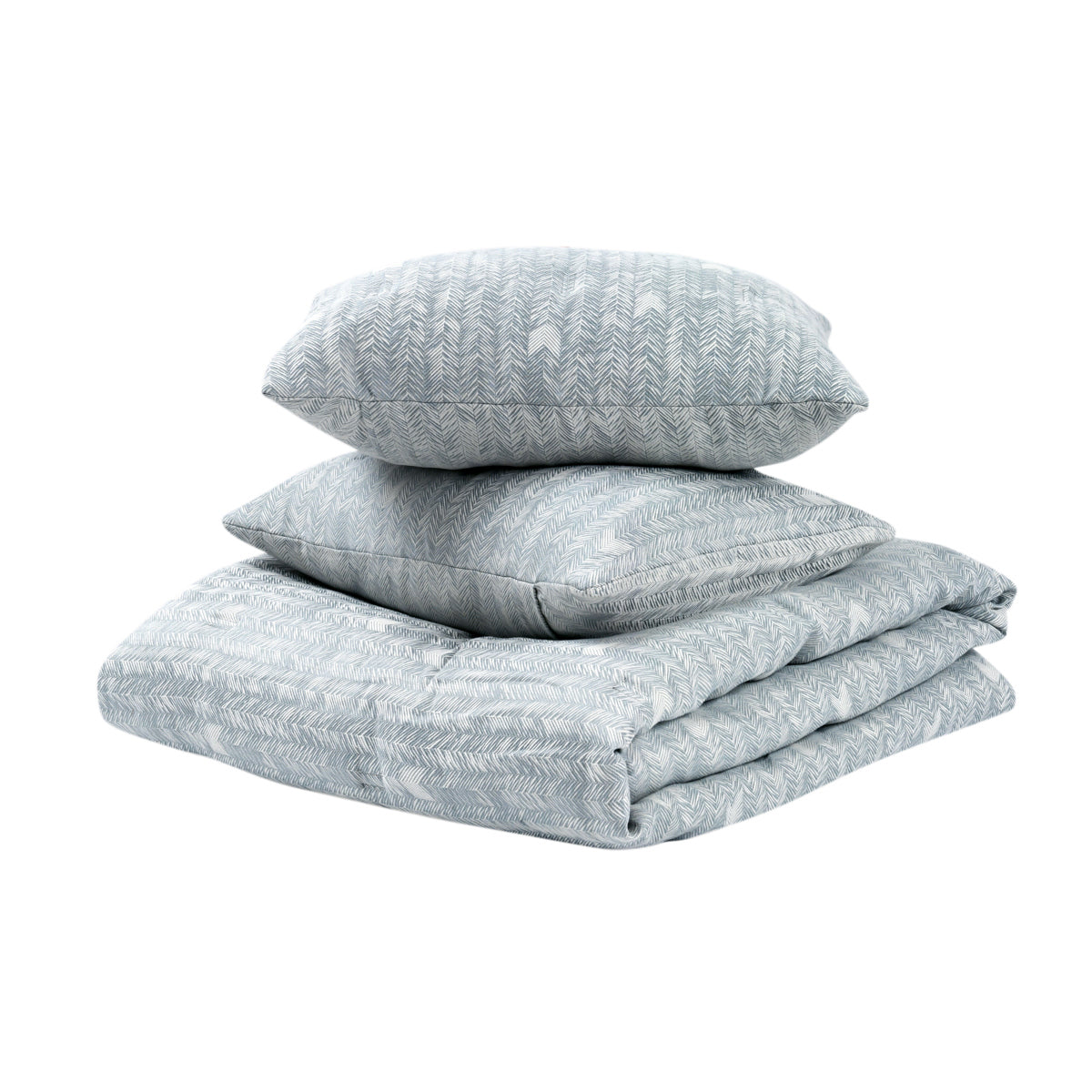 French Herringbone Comforter Collection - Storm - Queen / Set