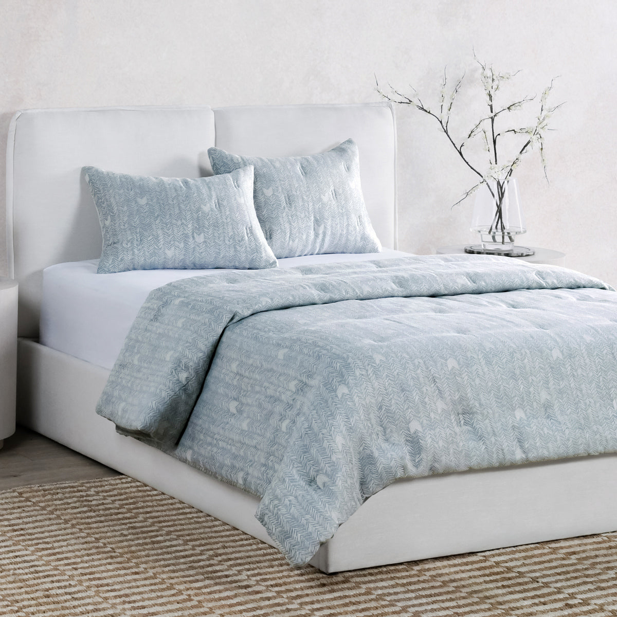 French Herringbone Comforter Collection - Storm - Queen / Set