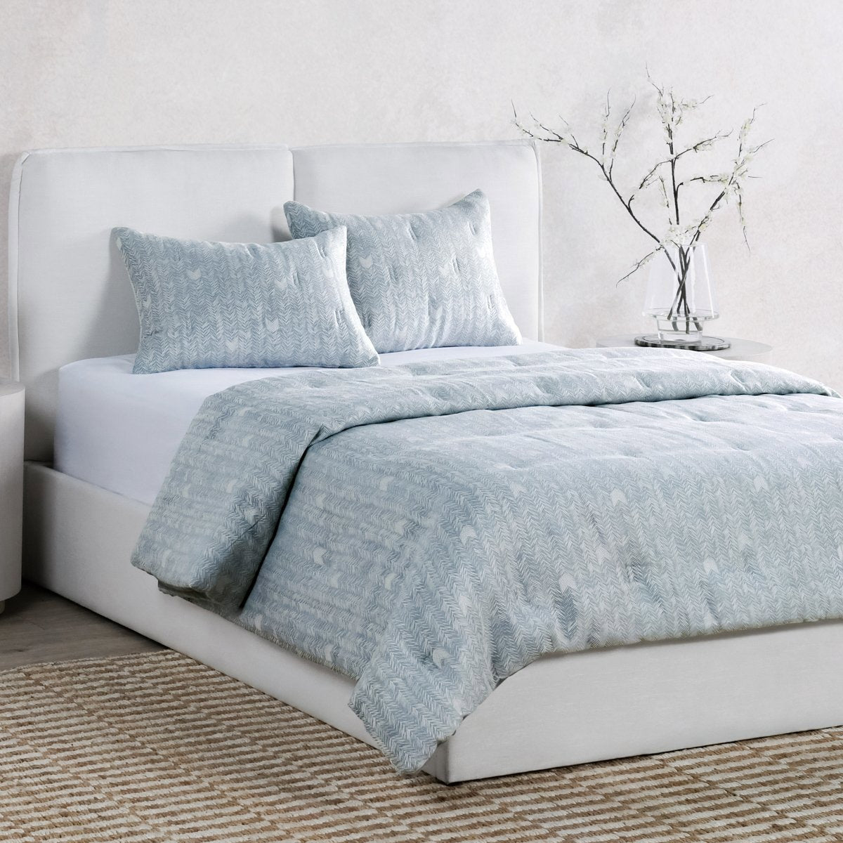 French Herringbone Comforter Collection - Storm - Queen / Set