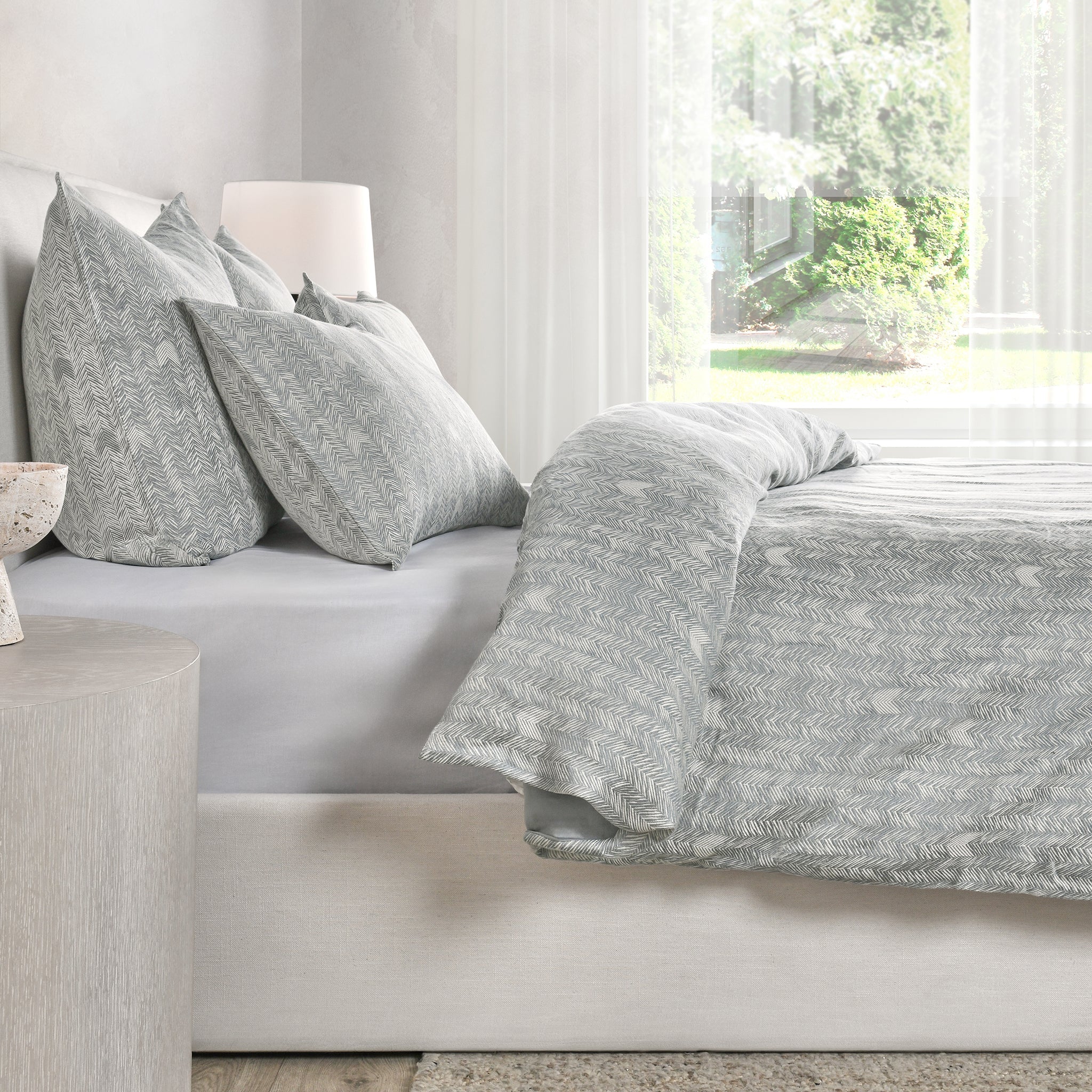 French Herringbone Duvet Collection - Storm - King / Set