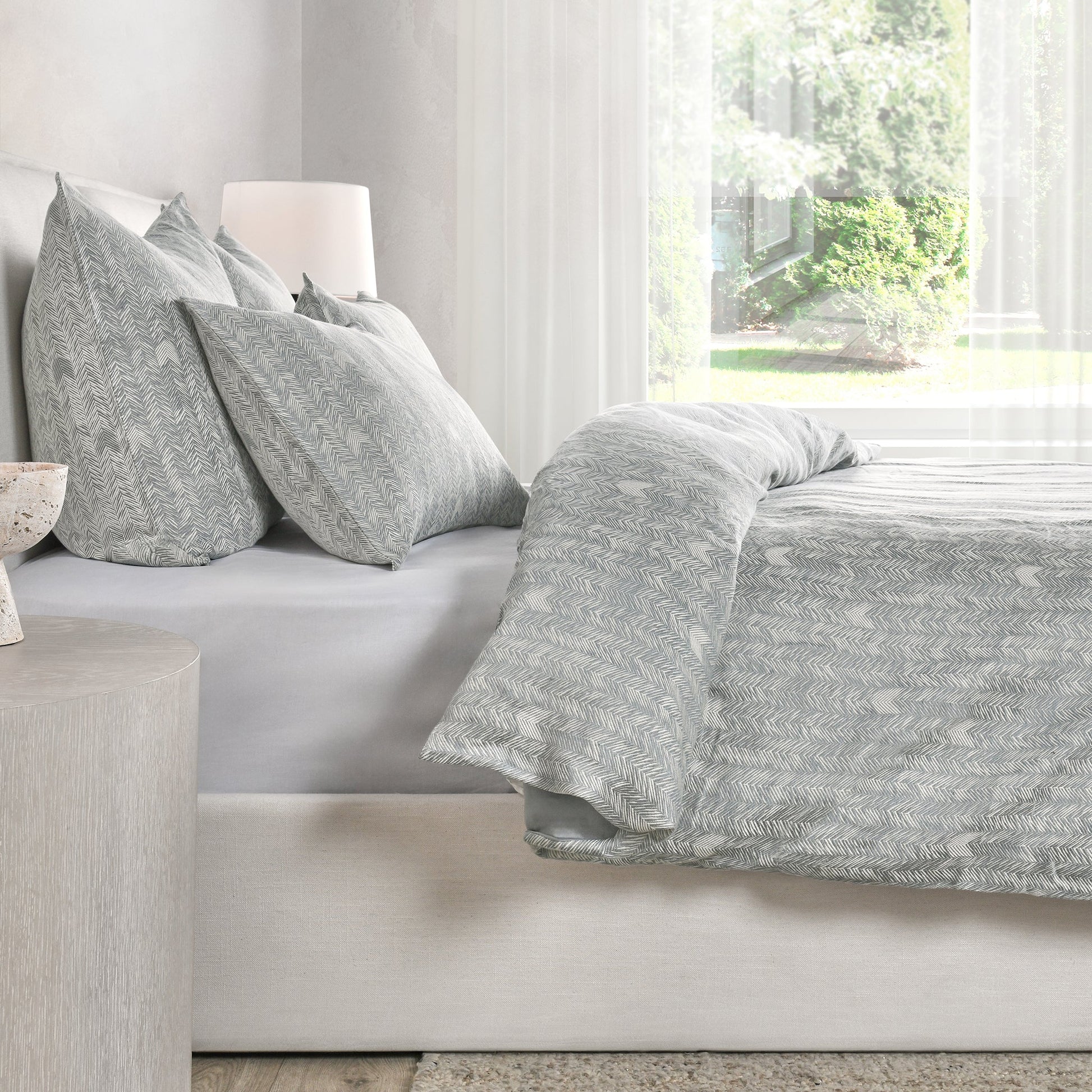 French Herringbone Duvet Collection - Storm - King / Set