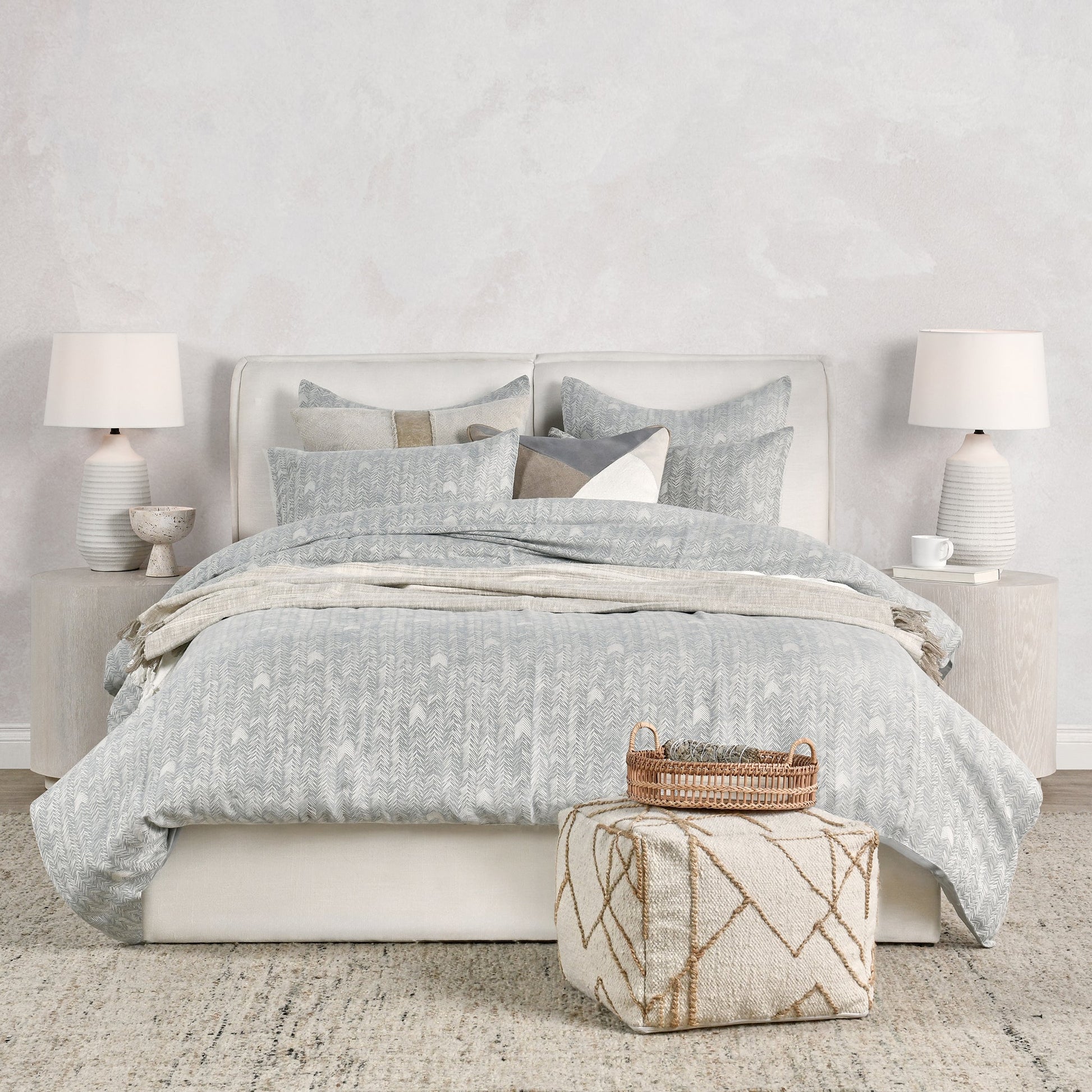 French Herringbone Duvet Collection - Storm - King / Set