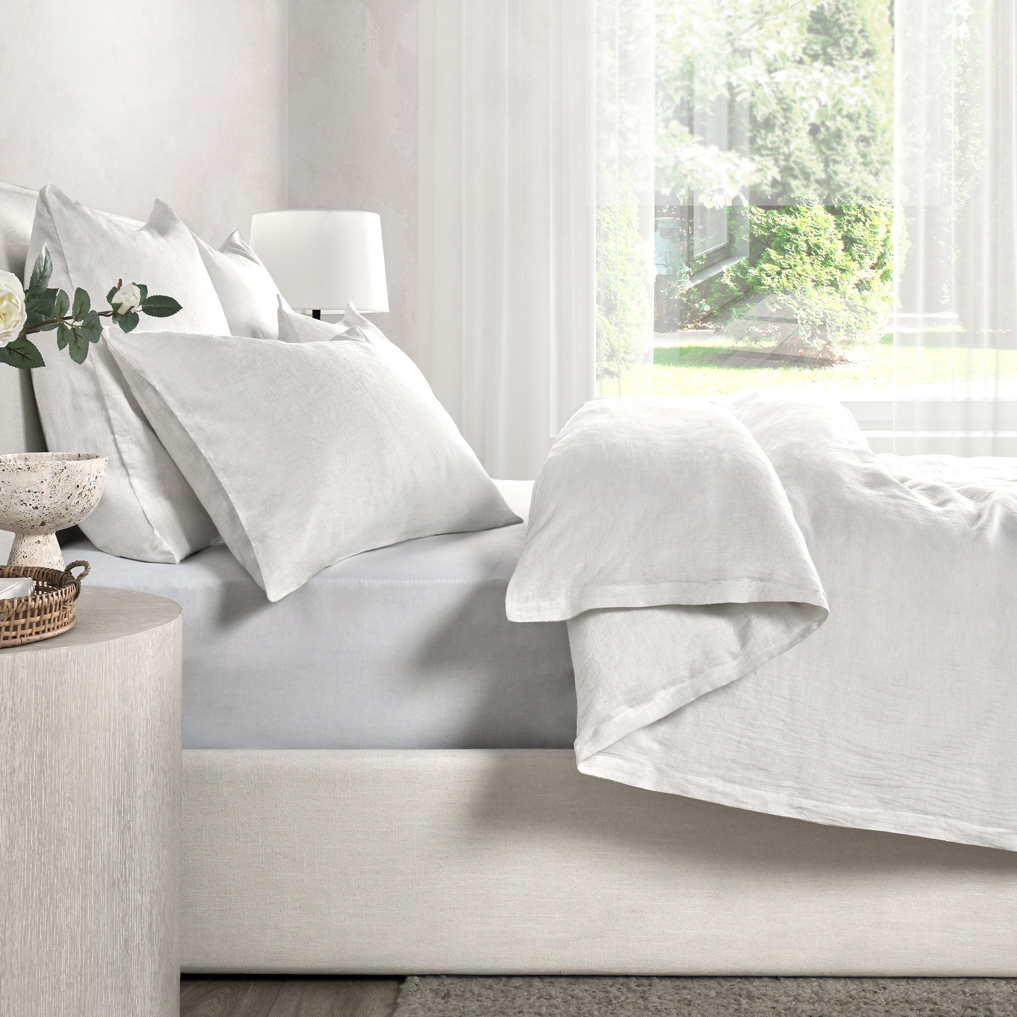 Jayson Linen Cashmere Duvet Collection - Quartz White - King / Set