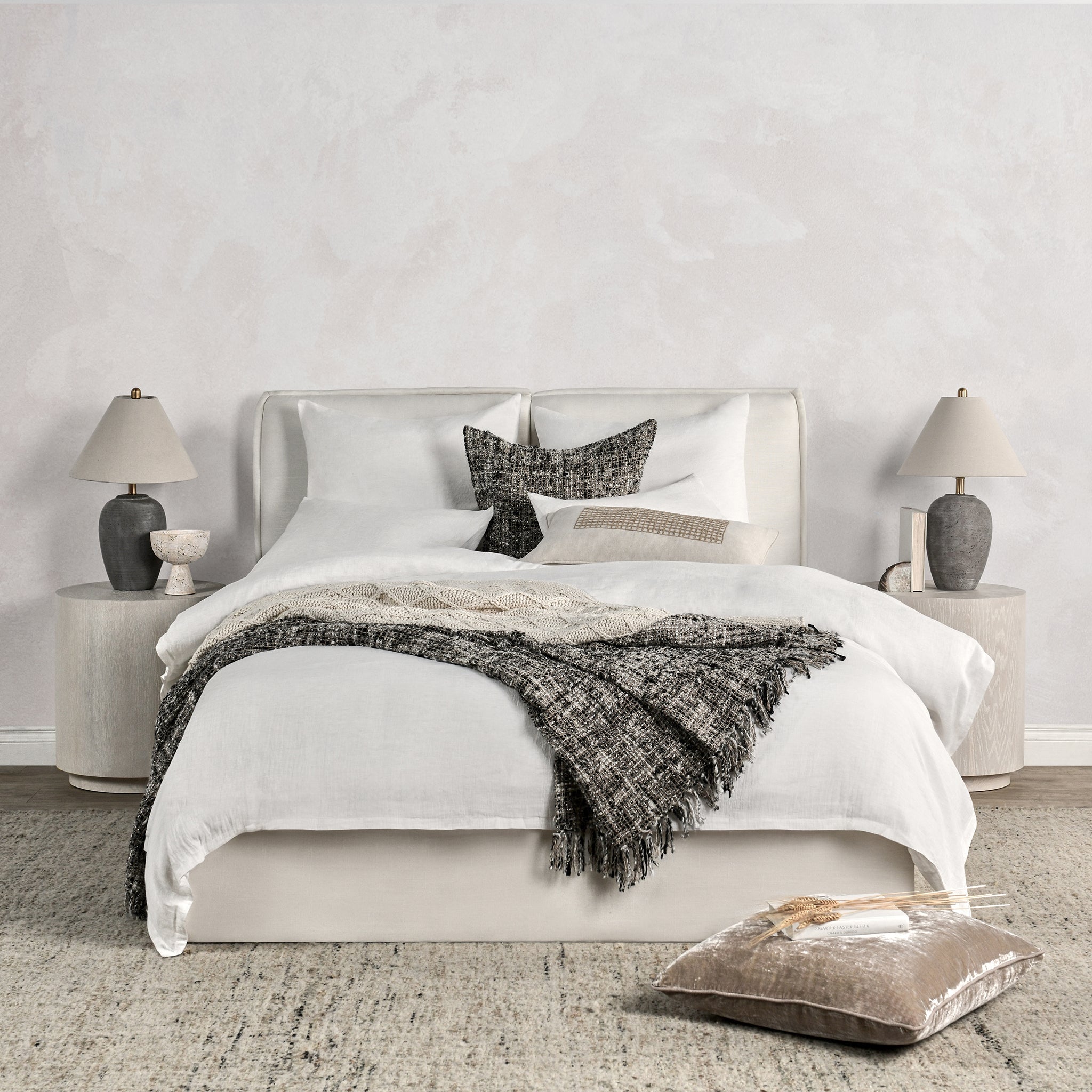 Jayson Linen Cashmere Duvet Collection - Quartz White - King / Set
