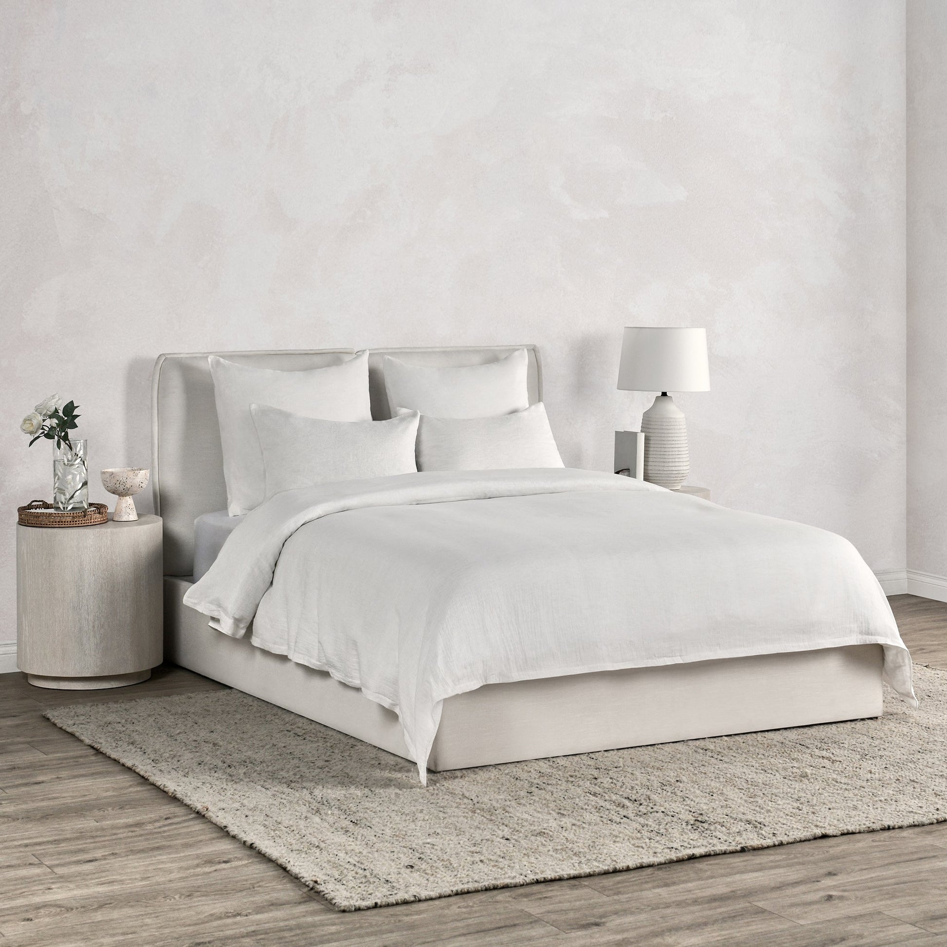 Jayson Linen Cashmere Duvet Collection - Quartz White - King / Set