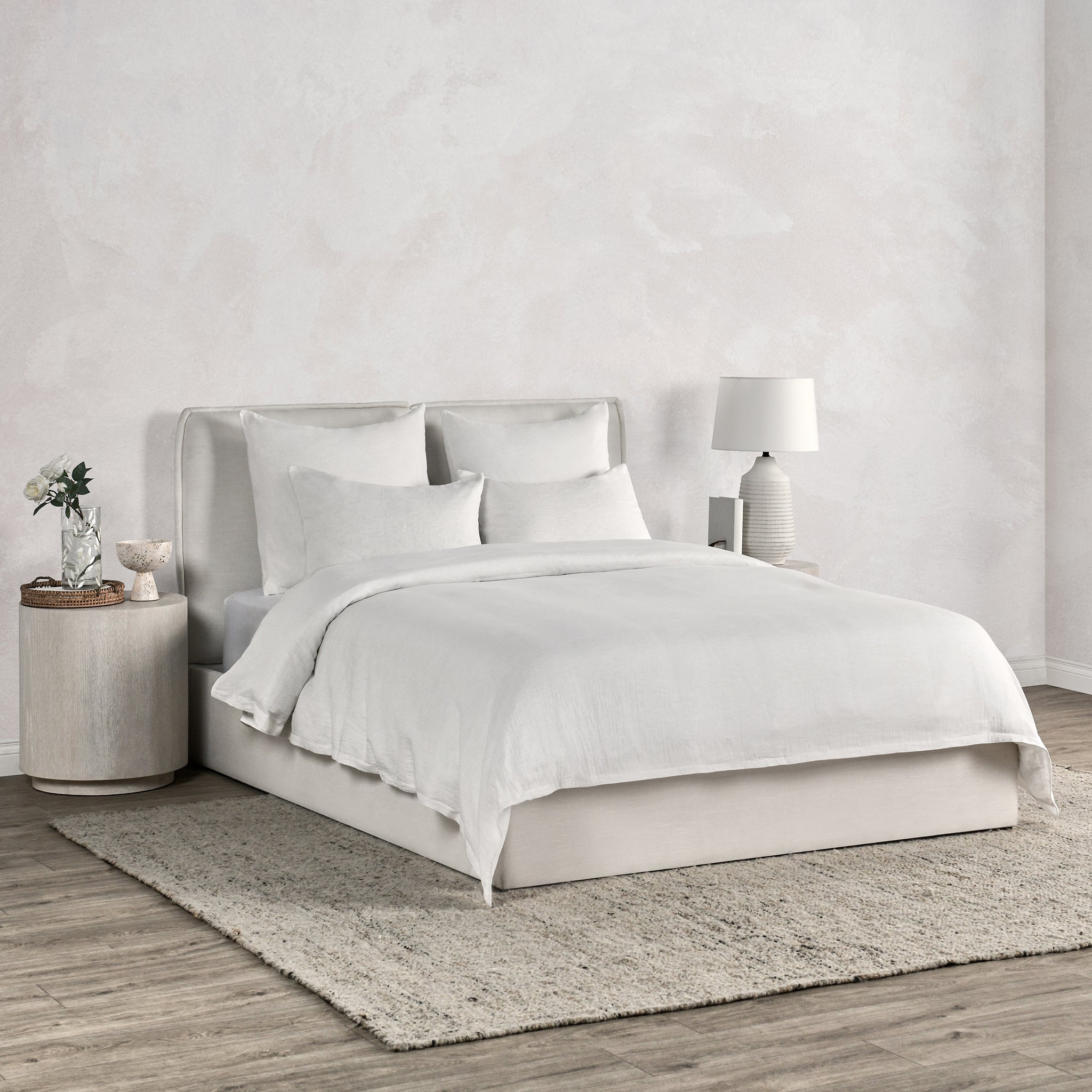 Jayson Linen Cashmere Duvet Collection - Quartz White - King / Set