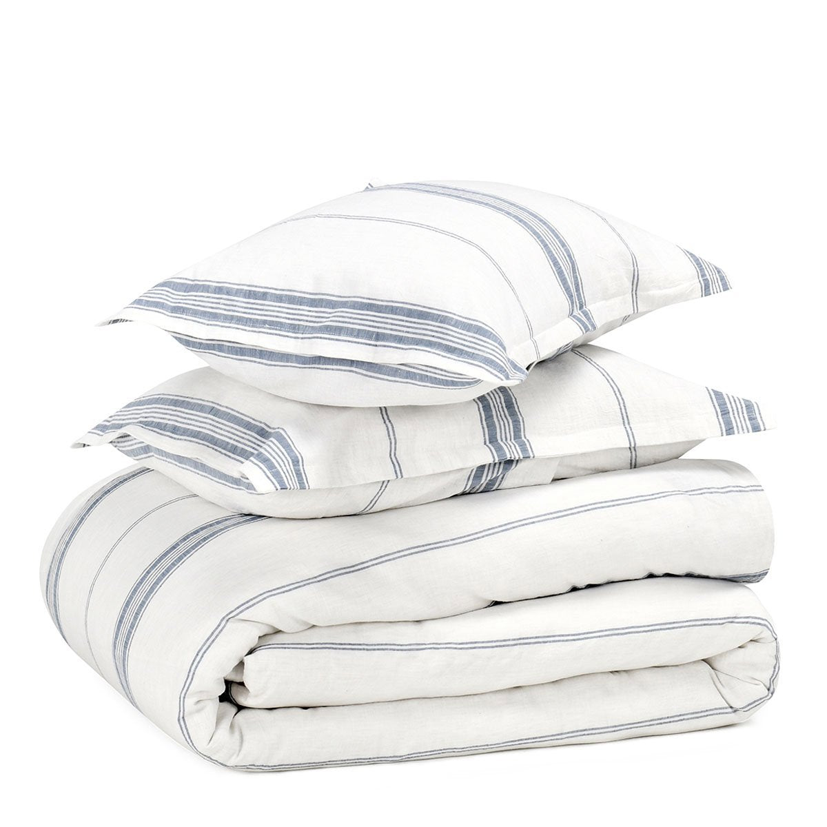 Jayson Linen Cashmere Duvet Collection - Blue Stripe - King / Set