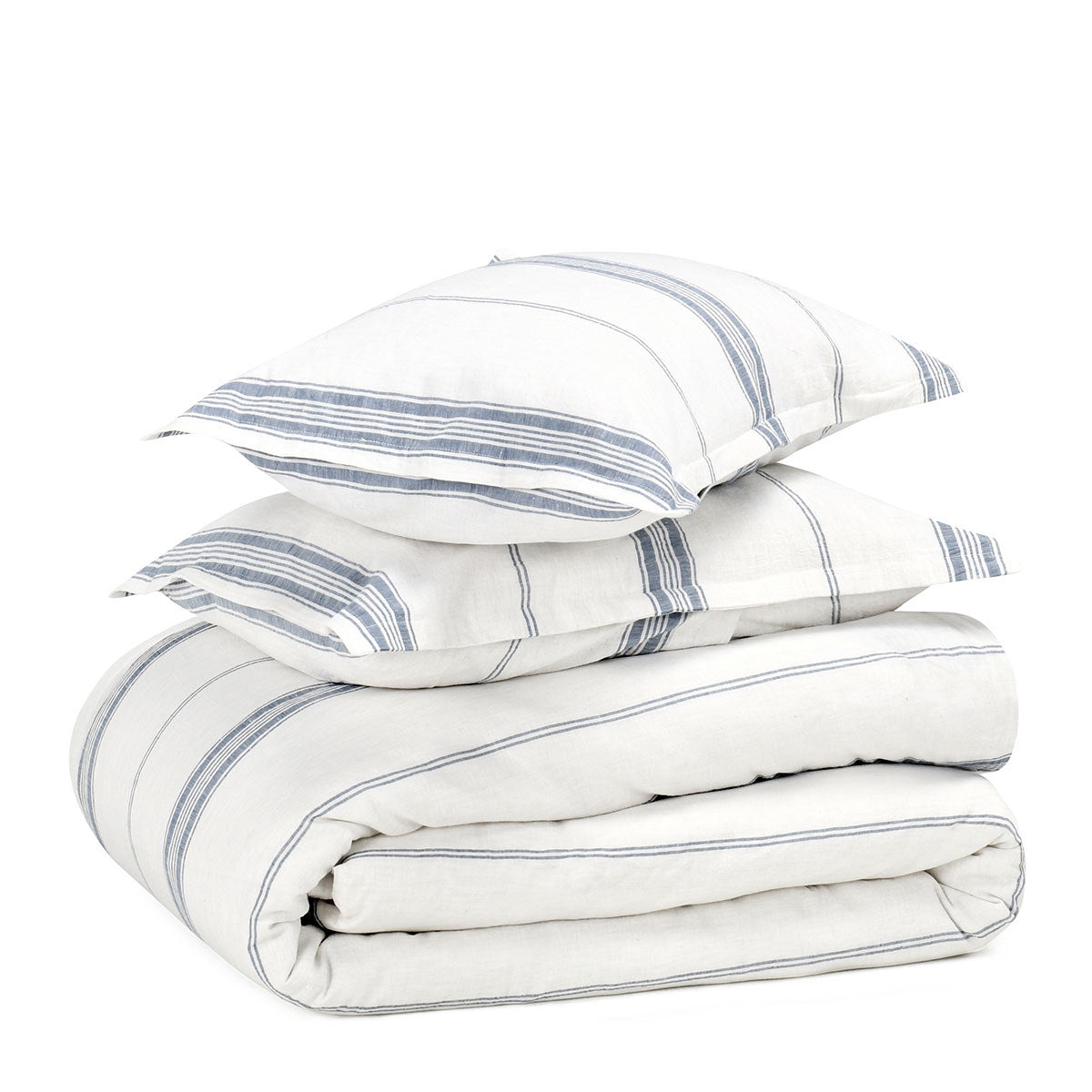 Jayson Linen Cashmere Duvet Collection - Blue Stripe - King / Set
