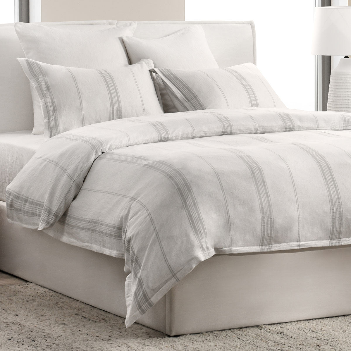 Jayson Linen Cashmere Duvet Collection - Gray Stripe - King / Set