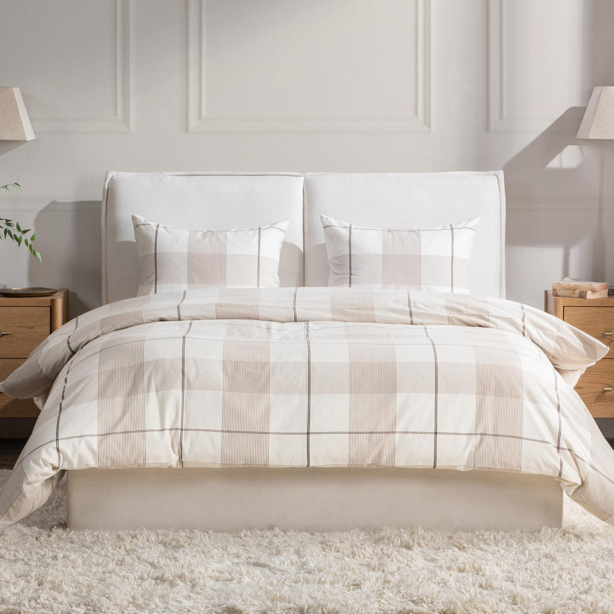 Hanson Duvet Set King - Ivory/Toffee Brown by Classic Home - view 2