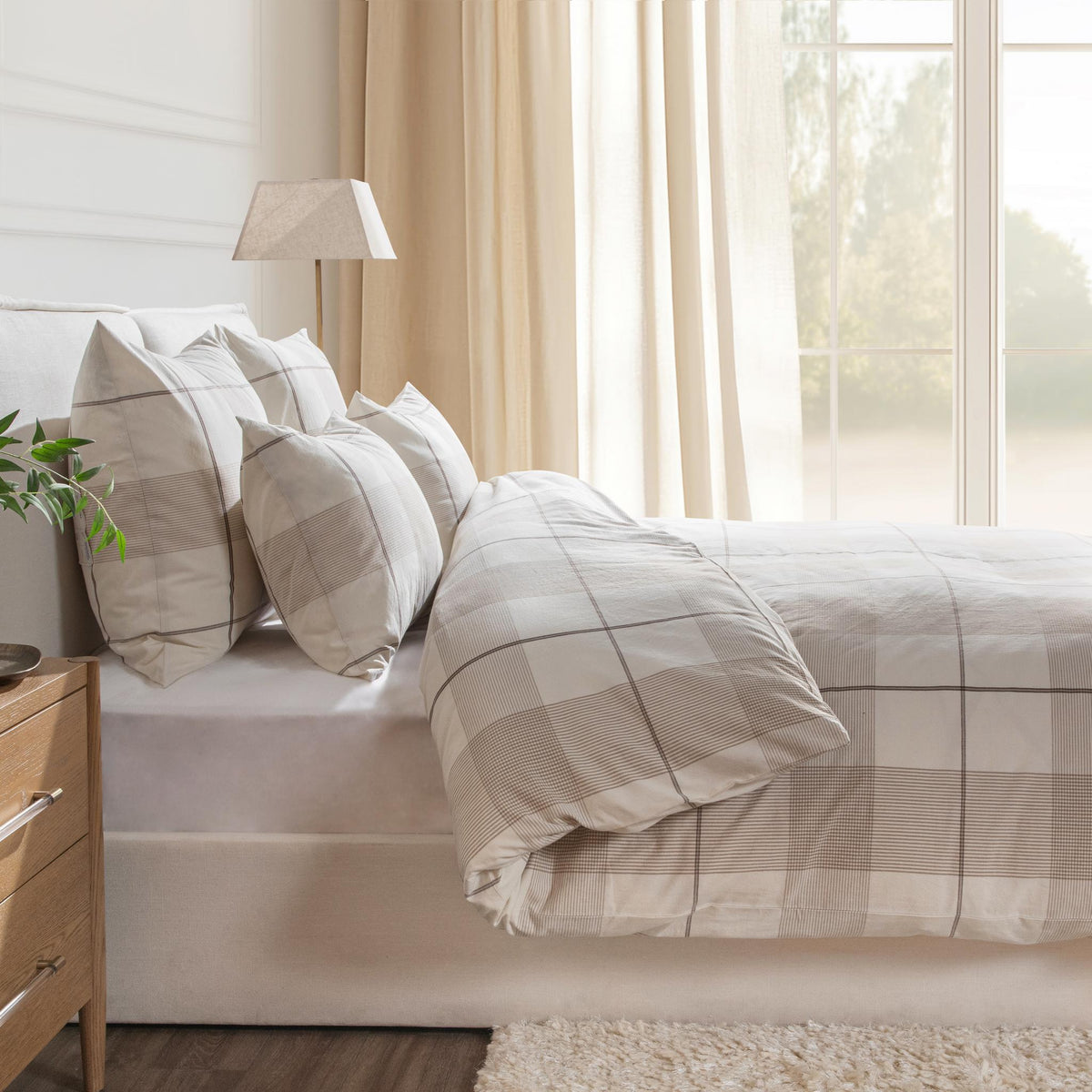 Hanson Duvet Set King - Ivory/Toffee Brown by Classic Home - view 3