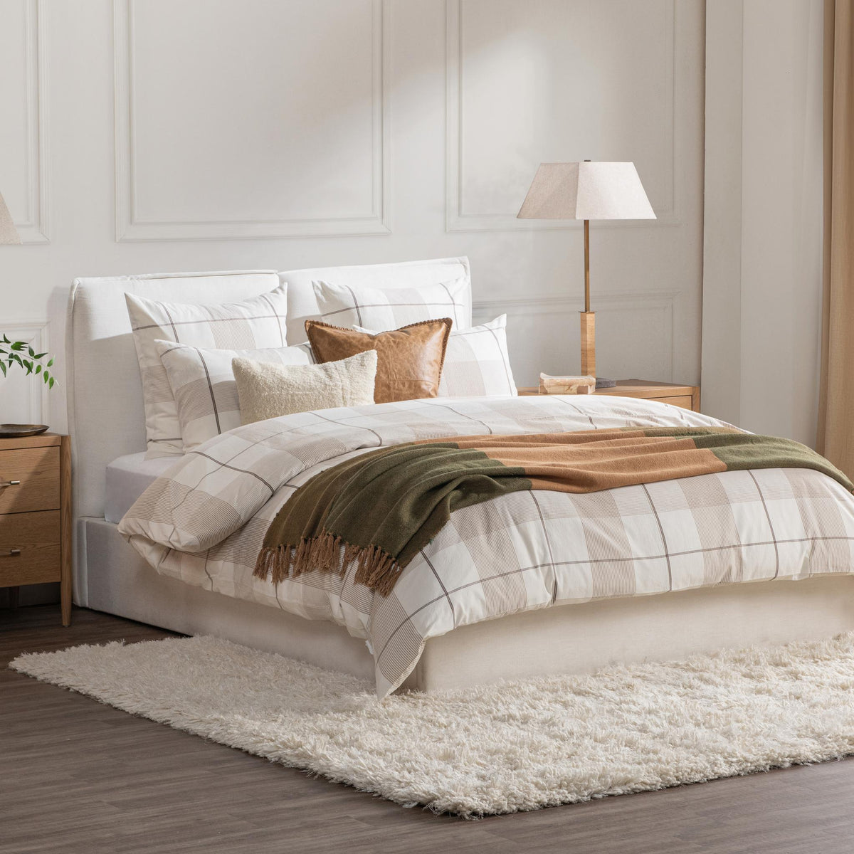 Hanson Duvet Set Queen - Ivory/Toffee Brown by Classic Home - view 4